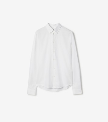 Slim Fit Cotton Oxford Shirt in White - Men | Burberry® Official