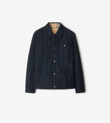 リバーシブル キルティング ナイロン オーバーシャツ (ネイビー