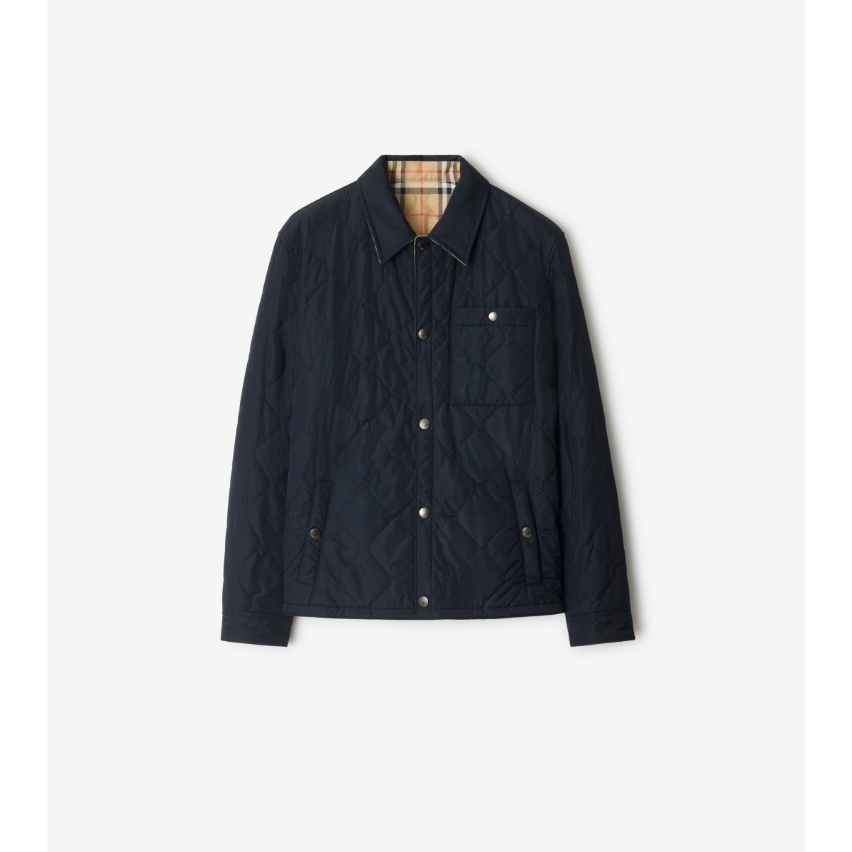  Check Reversible Quilted Nylon Overshirt