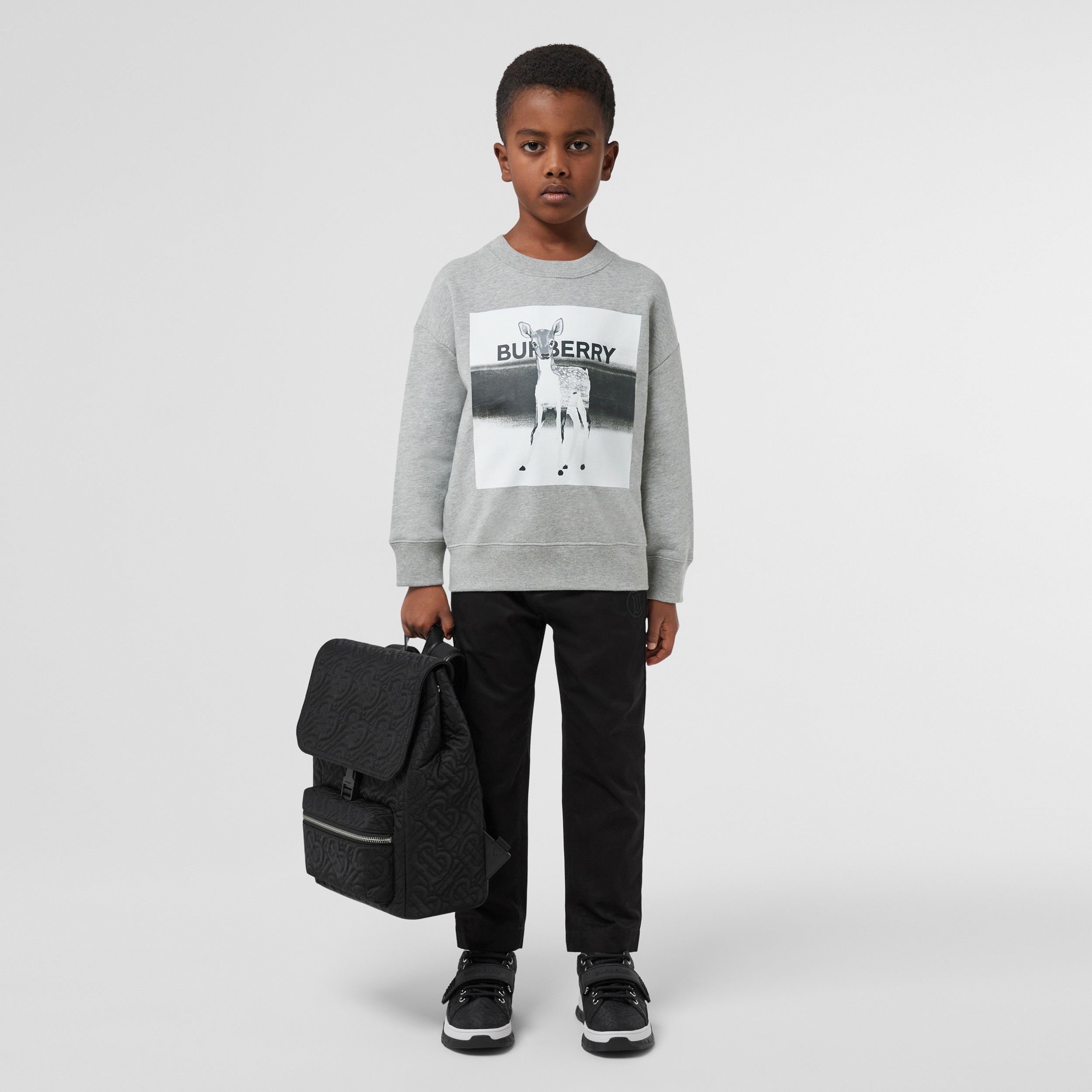 Montage Print Cotton Sweatshirt in Grey Melange | Burberry® Official - 3