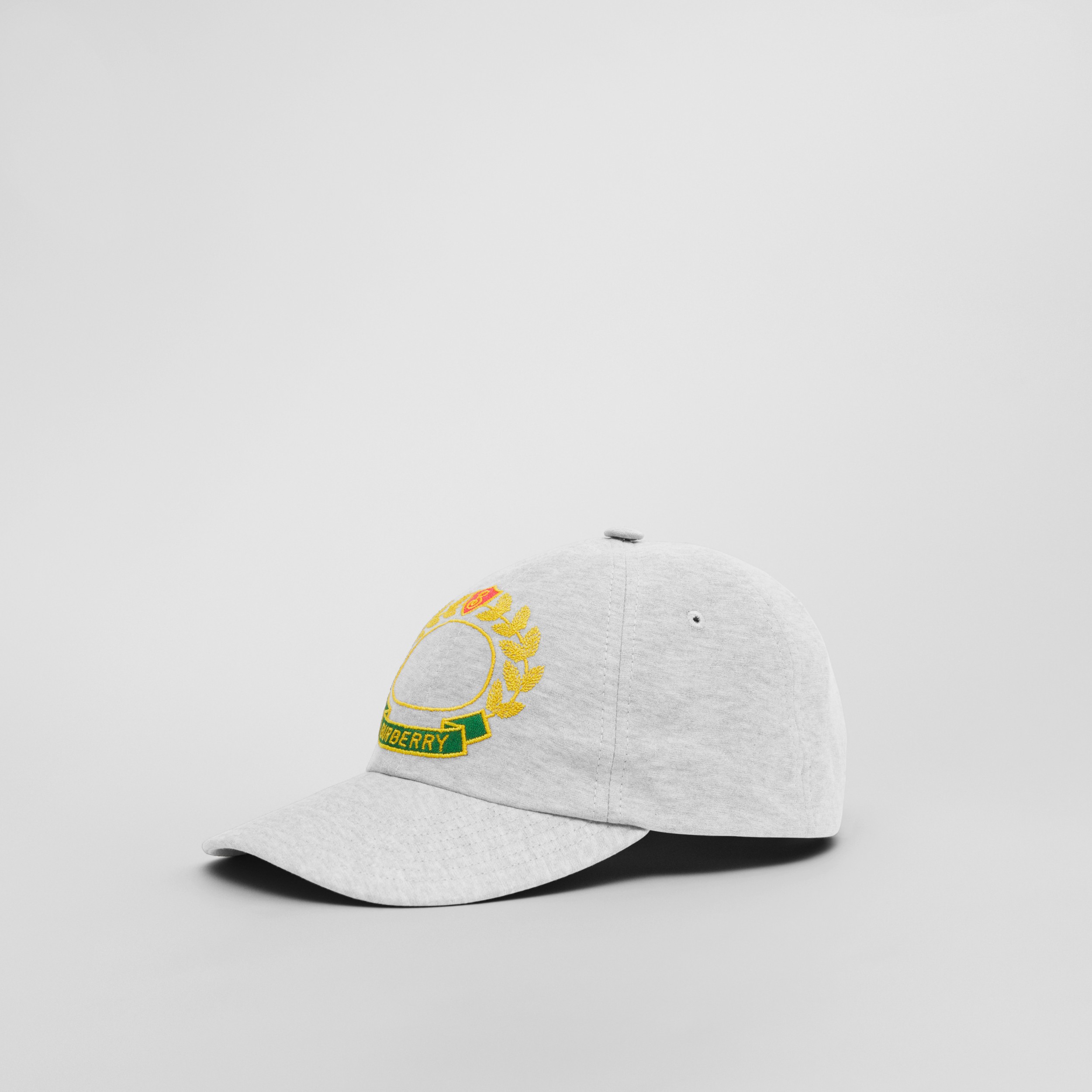 Oak Leaf Crest Cotton Jersey Baseball Cap in Pale Grey Melange