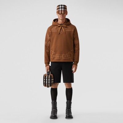 Burberry Embroidered Hoodie In Brown | ModeSens