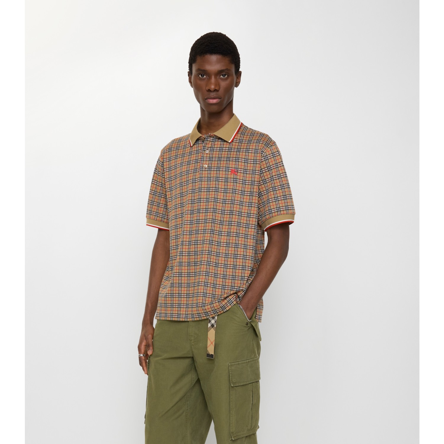 Check Cotton Blend Polo Shirt