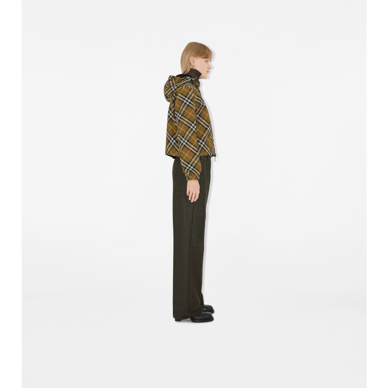 Cropped Reversible Check Jacket