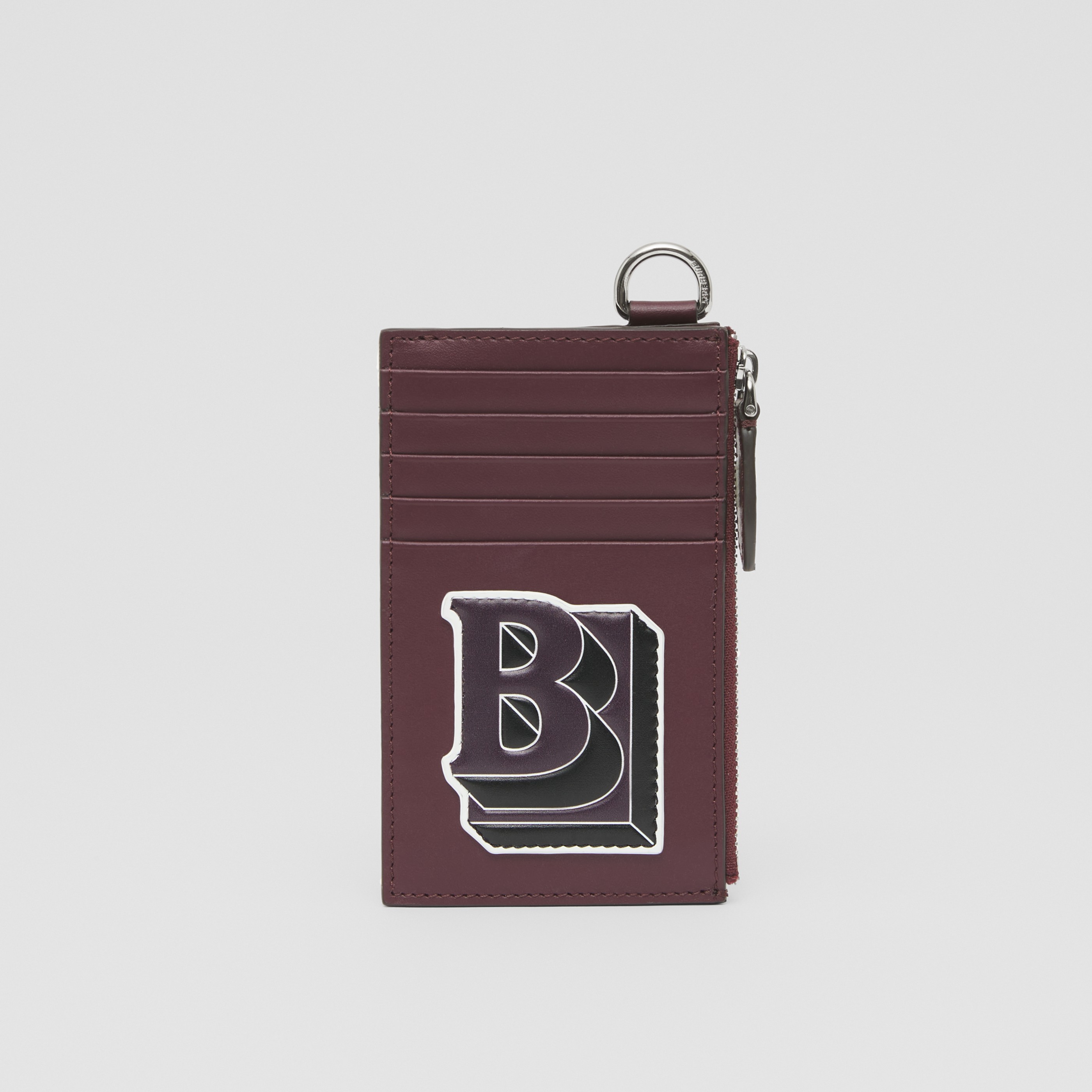 Letter Leather Card Case Lanyard in Maroon - Men | Burberry® Official