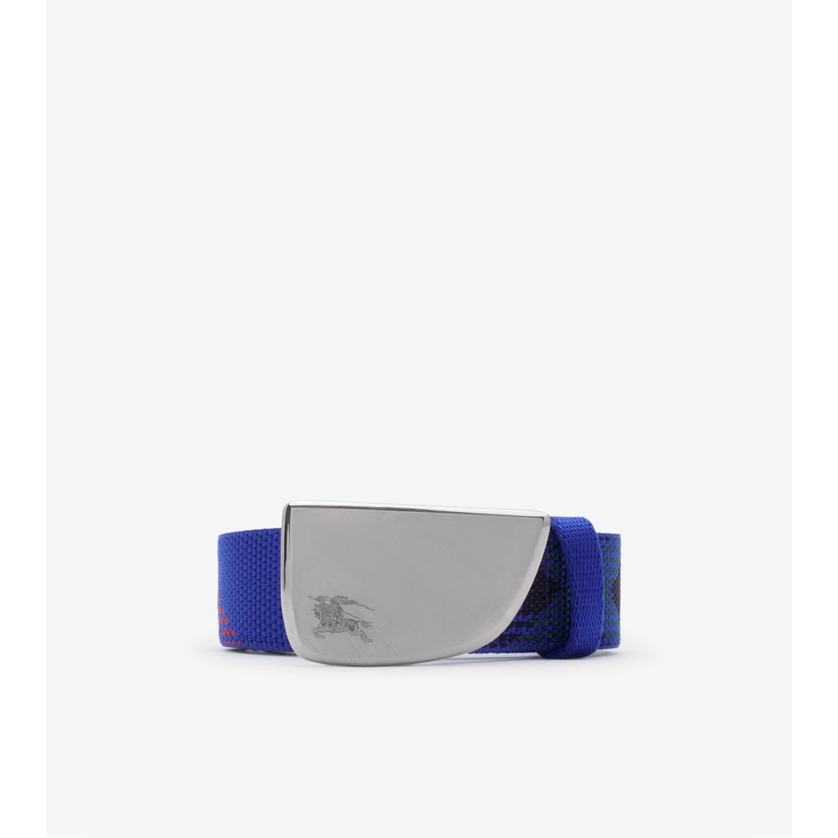 Burberry Check Webbing Shield Belt In Blue