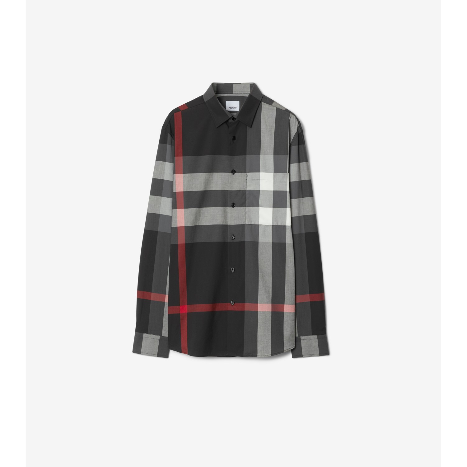 チェック コットンシャツ (チャコール) - メンズ | Burberry®公式サイト