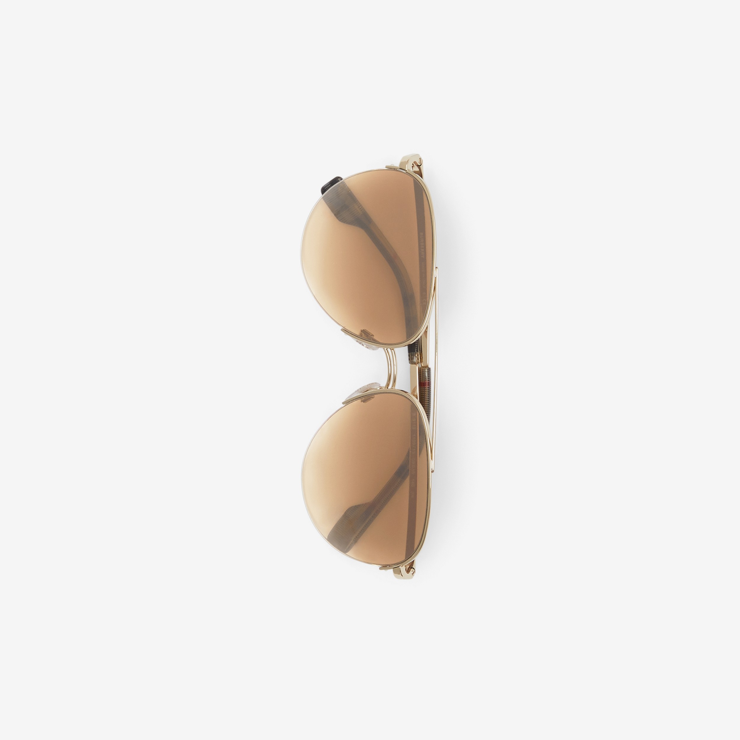 Vintage Check Detail Pilot Sunglasses in Light Brown - Women | Burberry® Official - 2