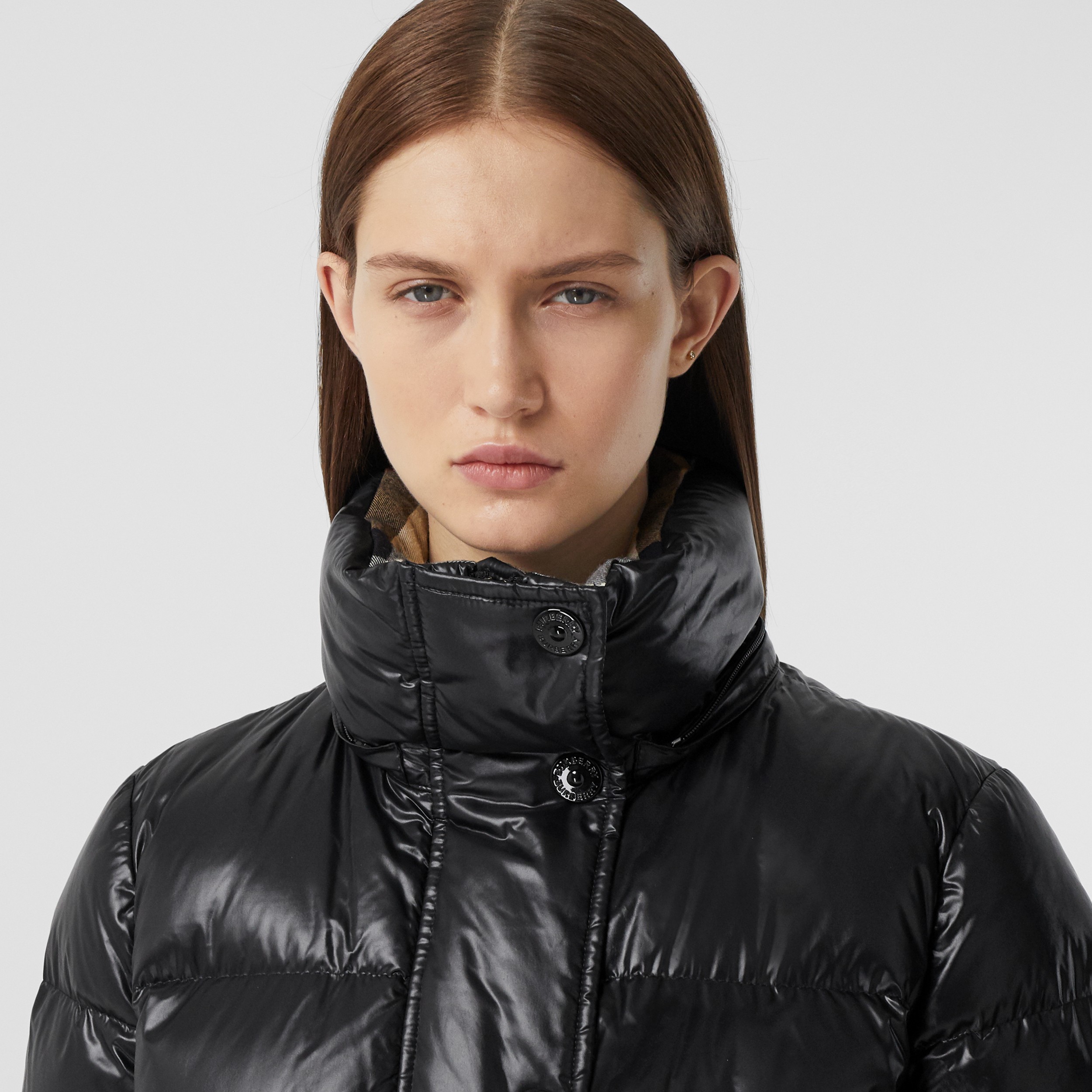 Detachable Hood Logo Appliqué Puffer Jacket in Black - Women | Burberry ...