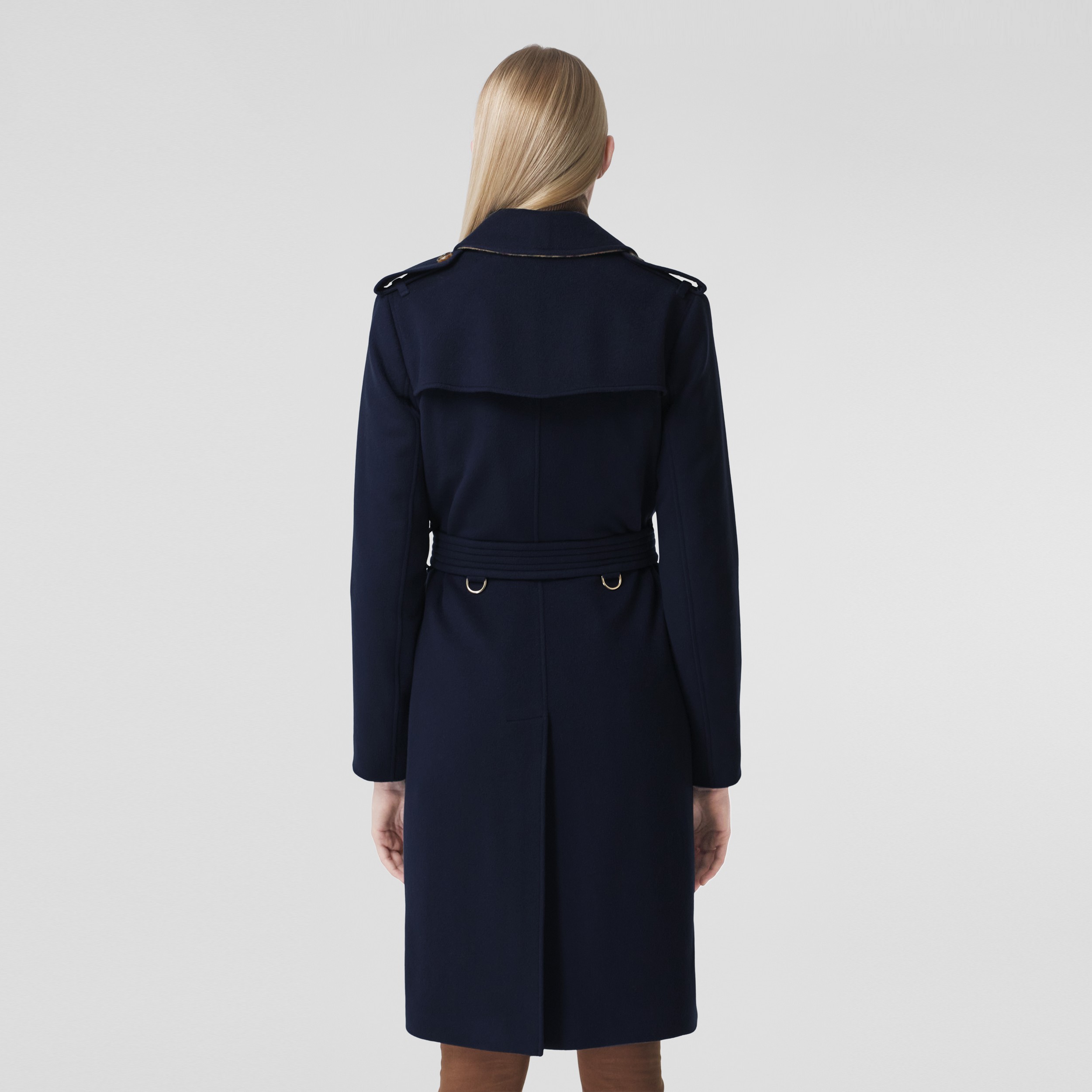 Regenerated Cashmere Trench Coat in Navy - Women | Burberry® Official - 3