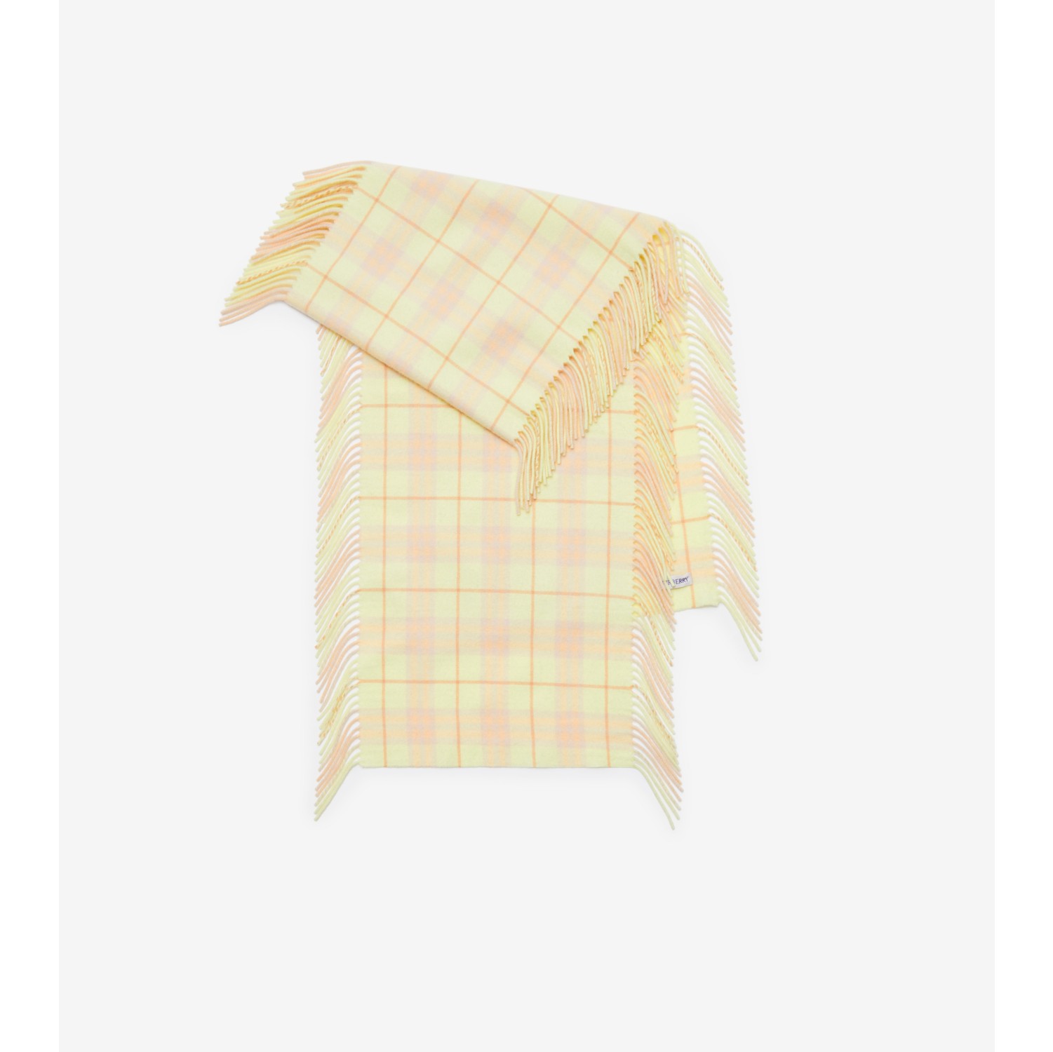 Check Cashmere Fringed Scarf in Sherbet | Burberry® Official