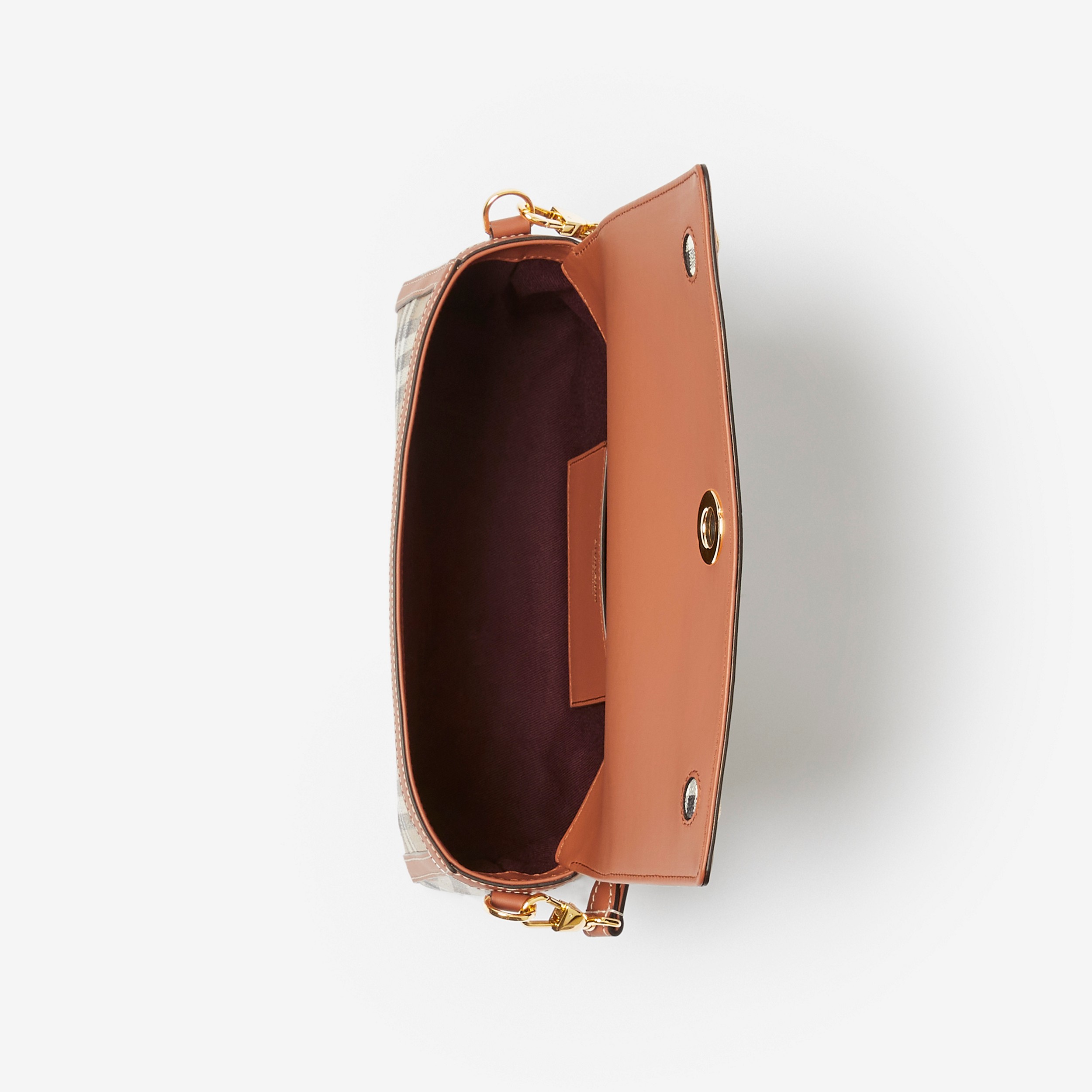 Tasche „Note“ aus Check-Gewebe und Leder mit Griff an der Oberseite (Baumheidenbraun) - Damen | Burberry® - 4