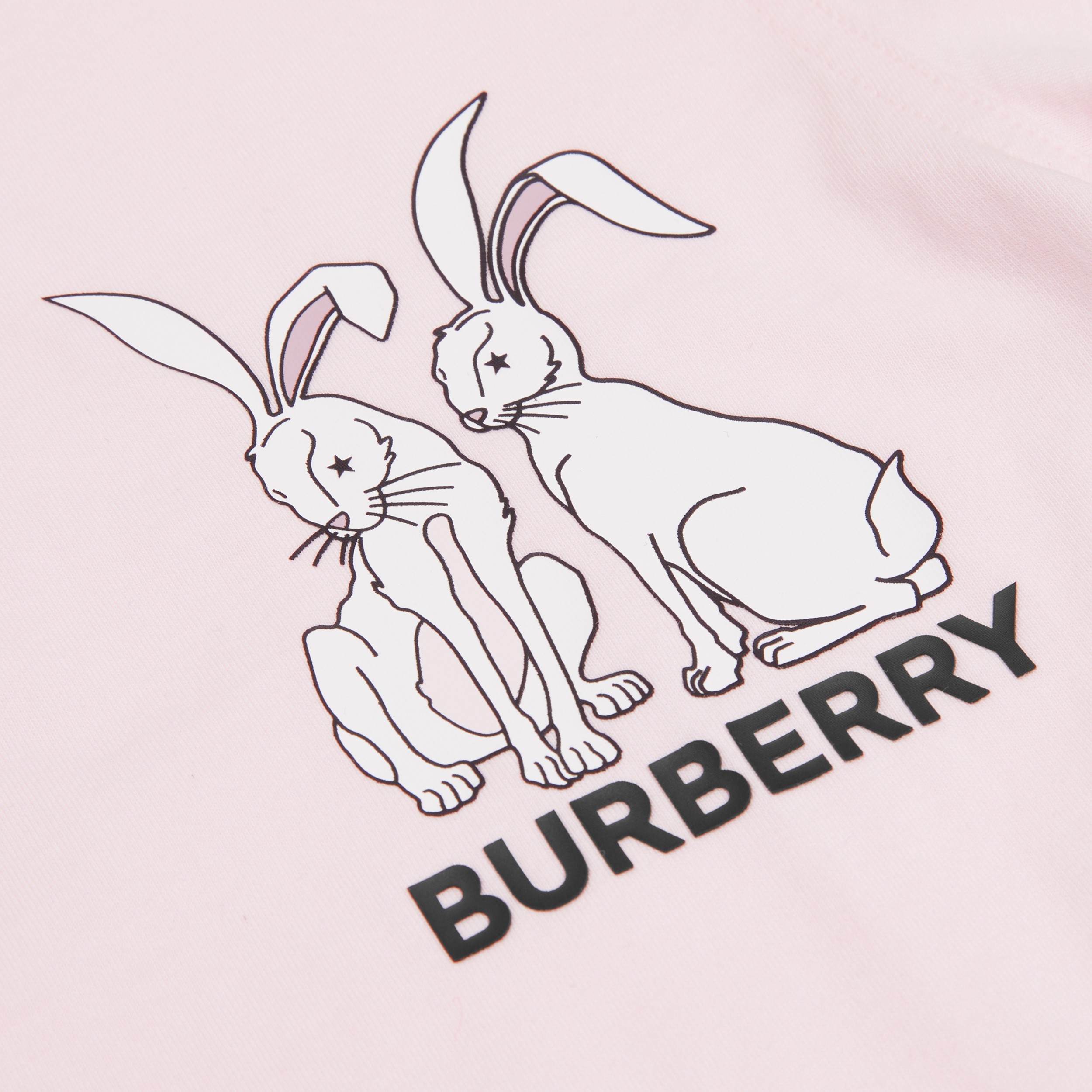 Rabbit Print Cotton T-shirt in Frosty Pink | Burberry® Official - 2