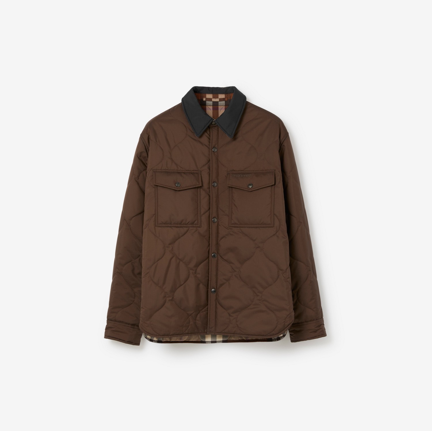 Reversible Quilted Overshirt in Dark truffle brown - Men | Burberry® Official