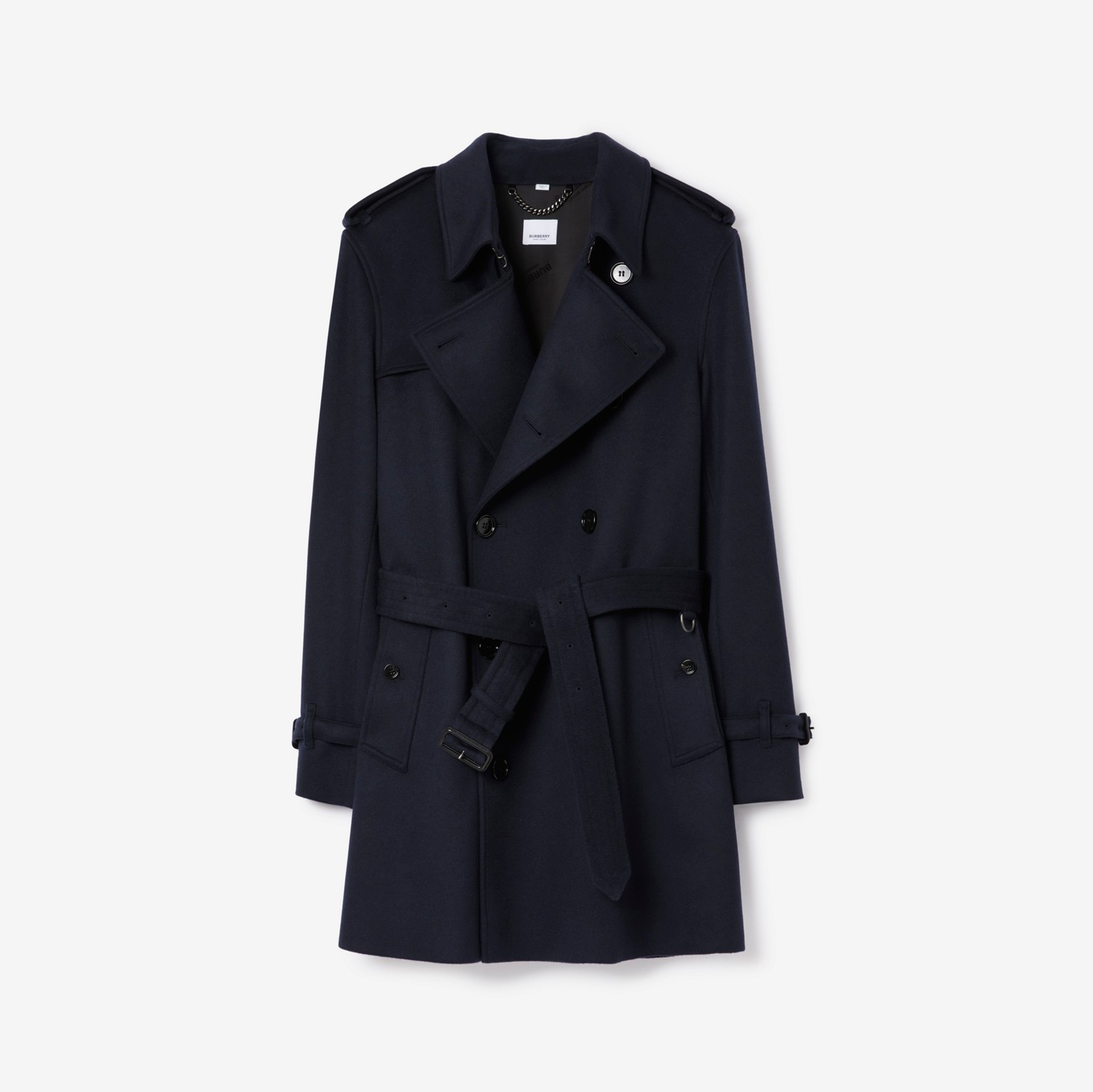 Short Wool Cashmere Wimbledon Trench Coat in Midnight Navy - Men | Burberry® Official