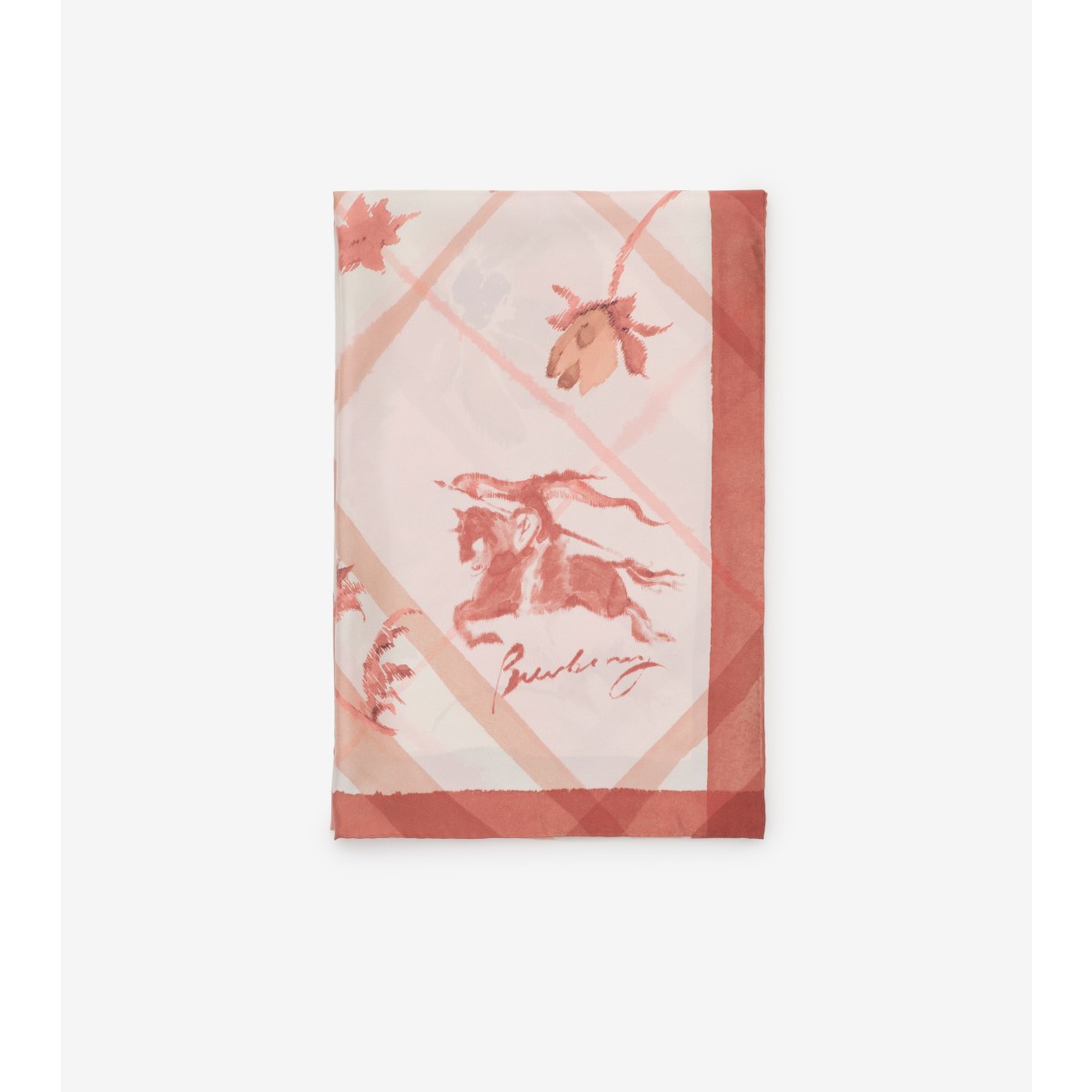  Check Wide Watercolour Silk Scarf