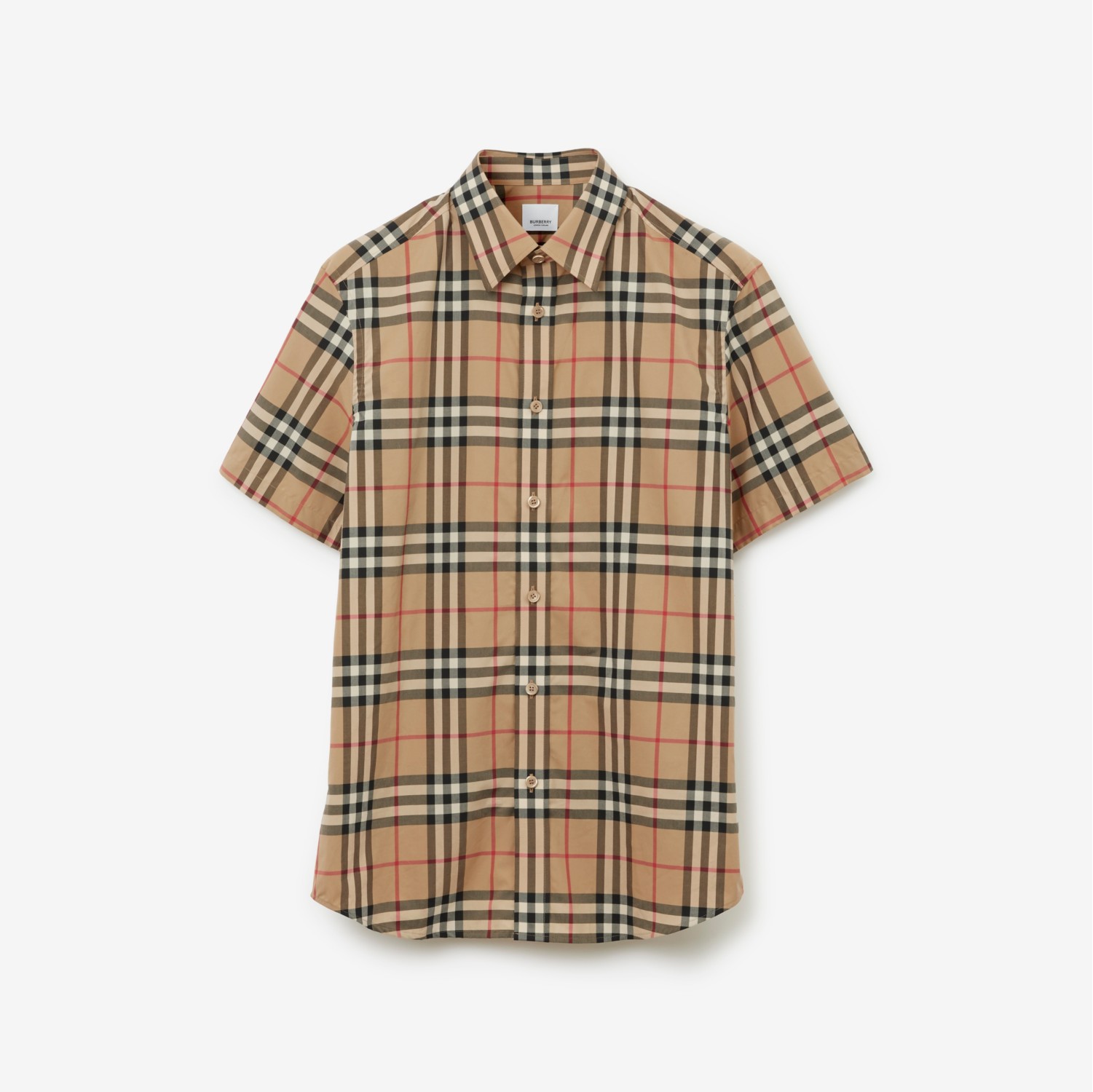 ショートスリーブ チェック ストレッチコットン シャツ (アーカイブベージュ) - メンズ | Burberry®公式サイト