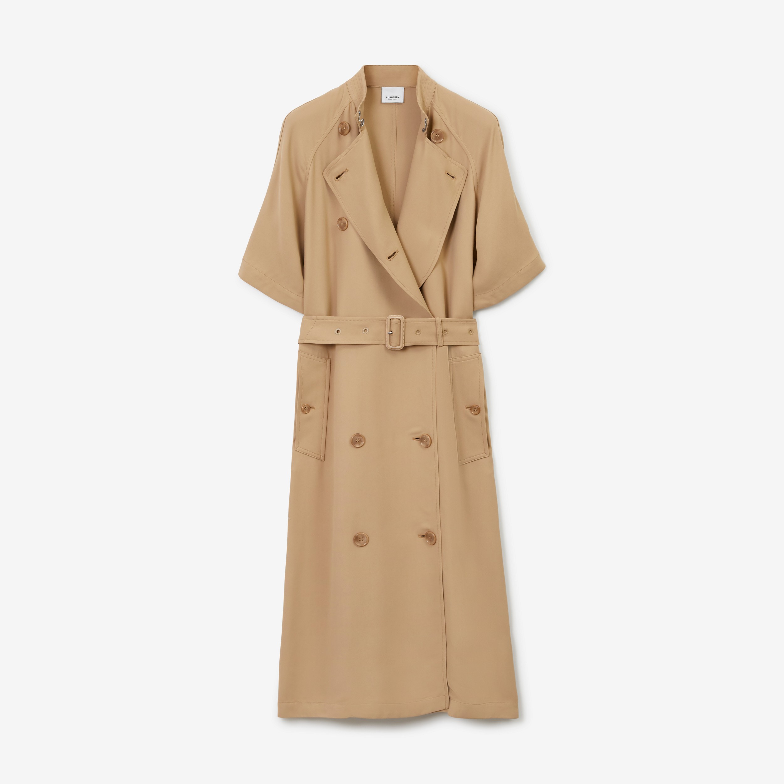Short-sleeve Viscose Cady Trench Dress in Soft Fawn - Women | Burberry® Official - 1