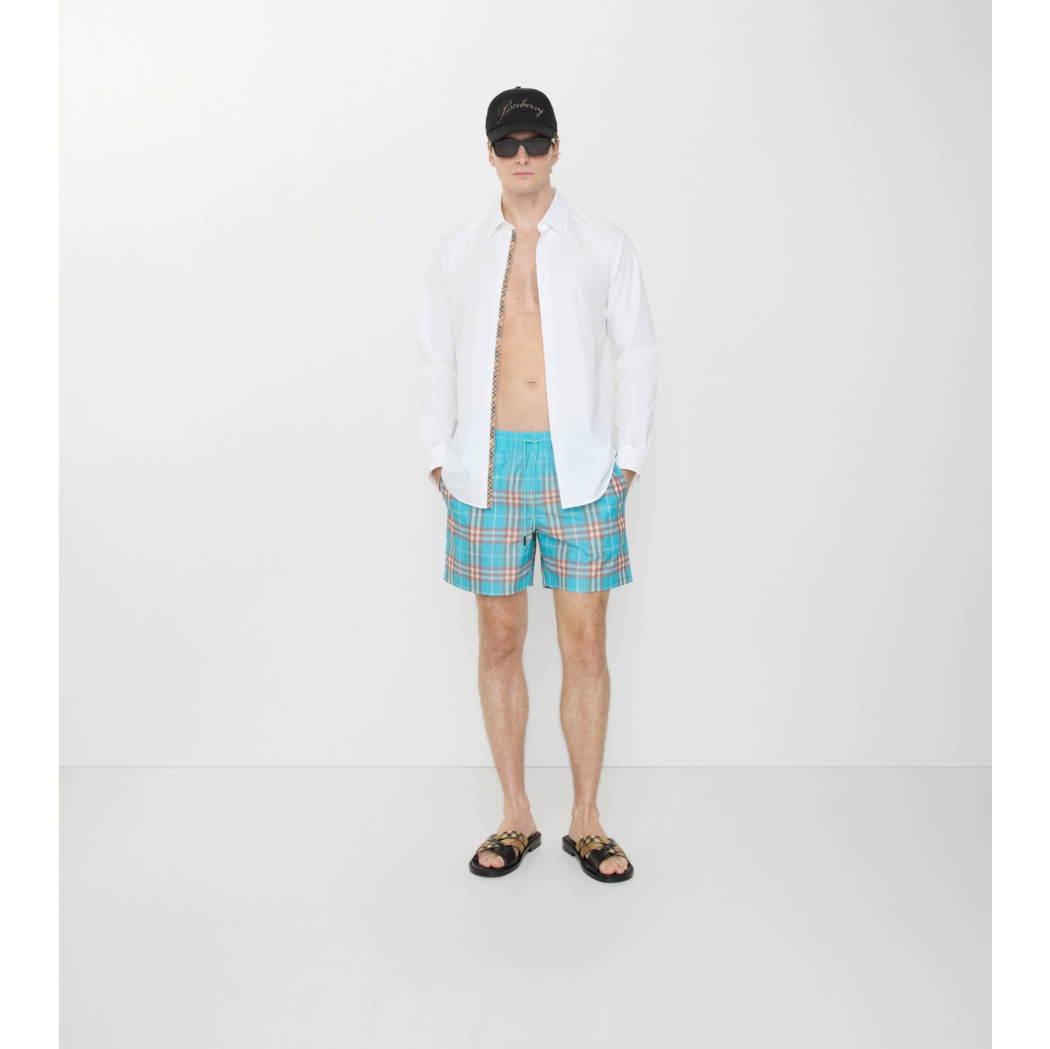 Gradient Check Swim Shorts
