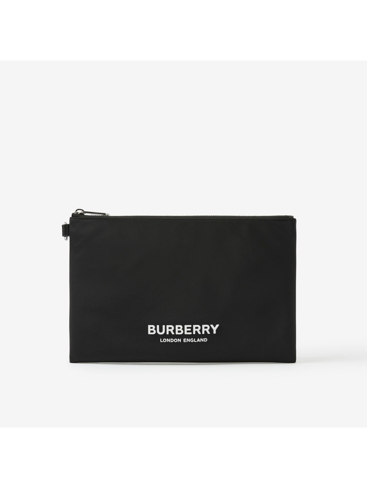 Check and Leather Travel Pouch in Charcoal - Men | Burberry® Official