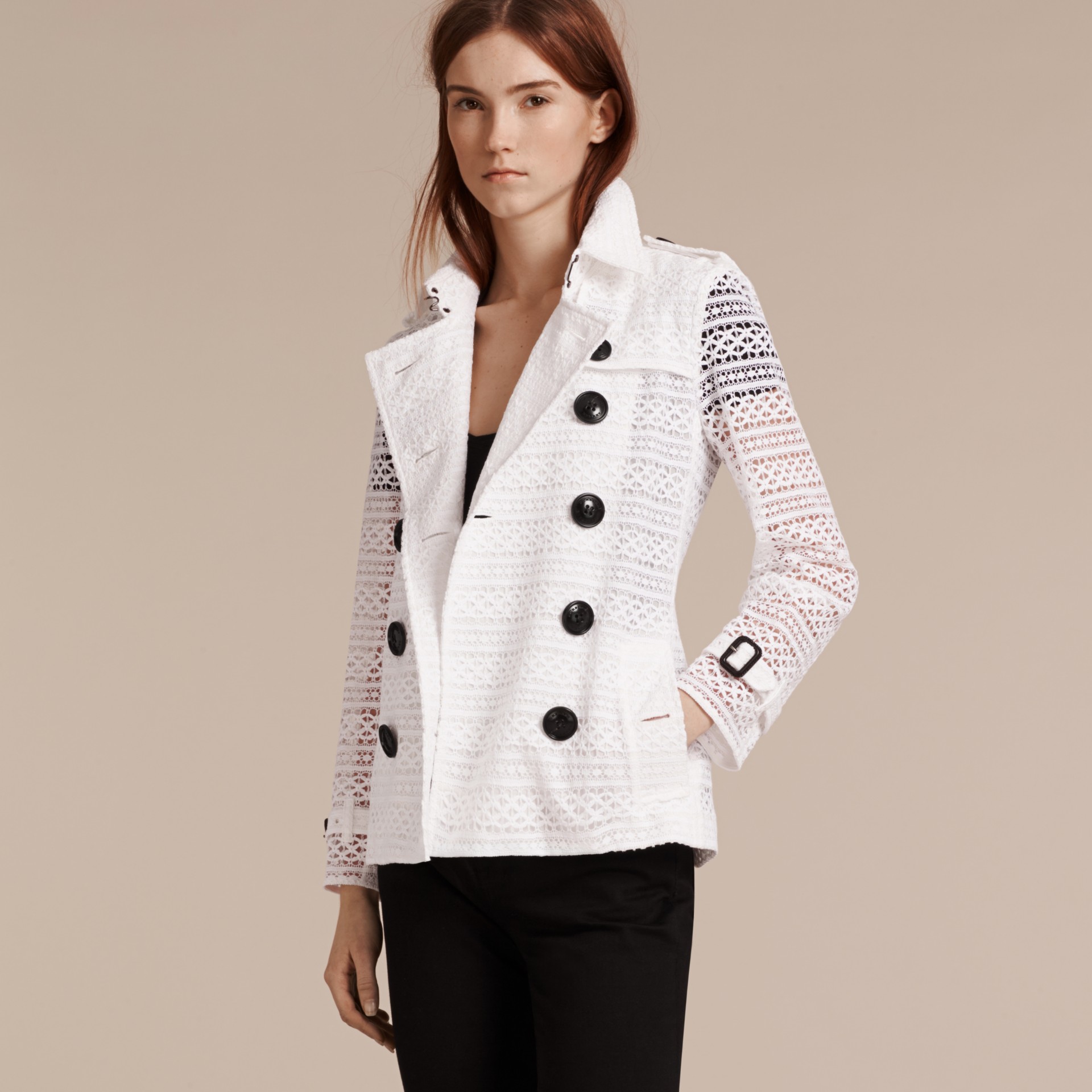 English Lace Trench Jacket in White - Women | Burberry United States