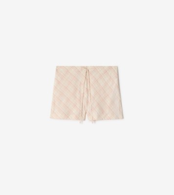 Check Cotton Pyjama Shorts in Dusky rose - Women | Burberry