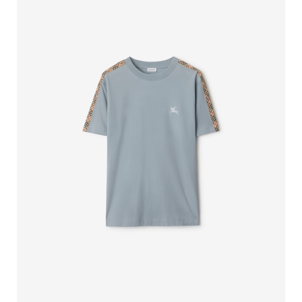 Burberry Slim Fit Tape Check T-shirt In Blue