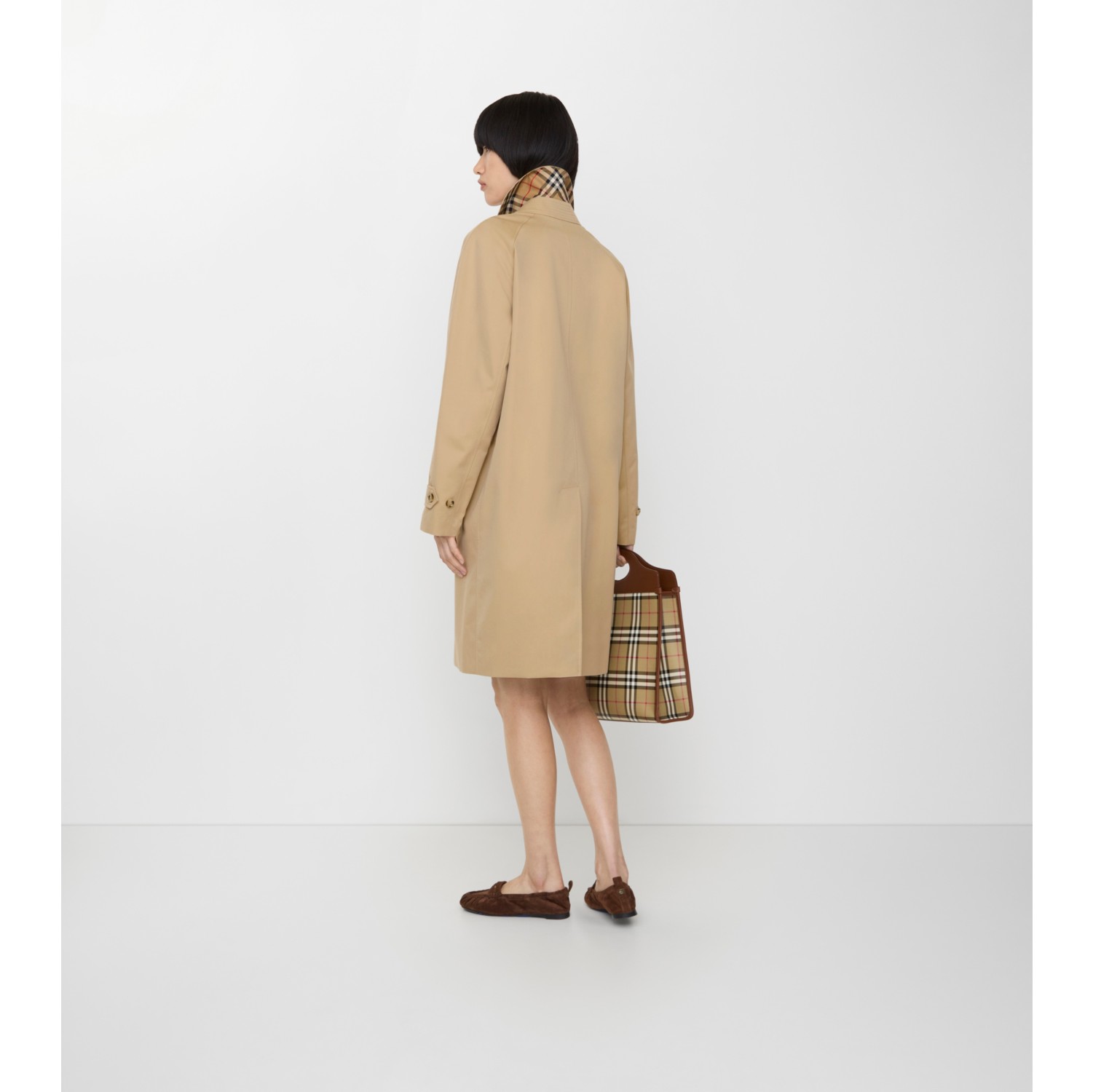 Mid-length Camden Heritage Car Coat in Honey beige - Women, Cotton