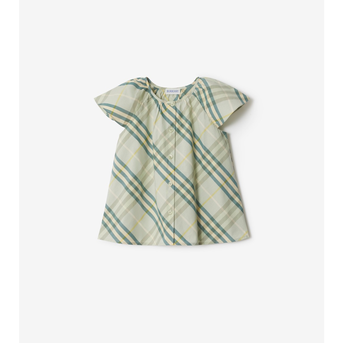 Burberry Checkered Cotton Blouse In Breeze
