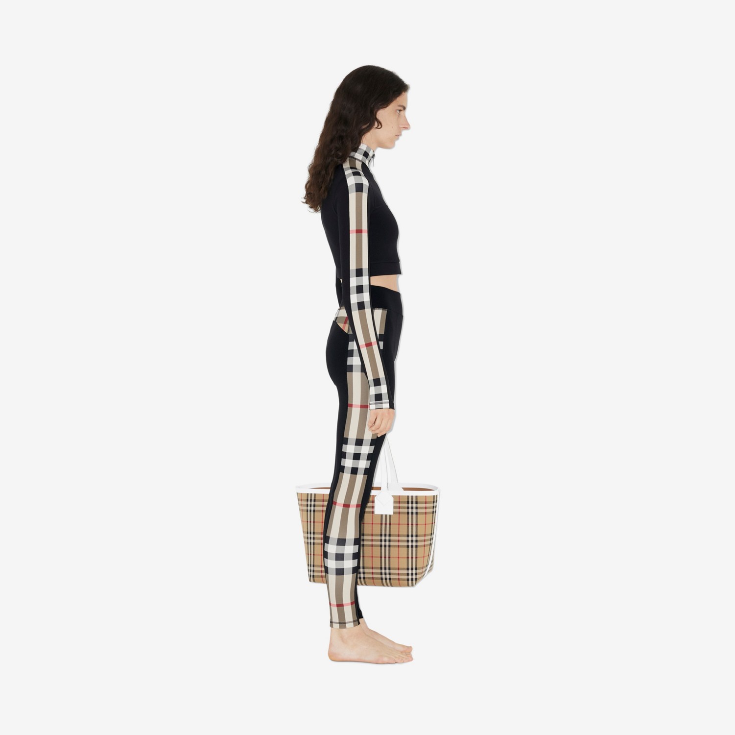 Haut court zippé avec Check (Noir) - Femme | Site officiel Burberry®