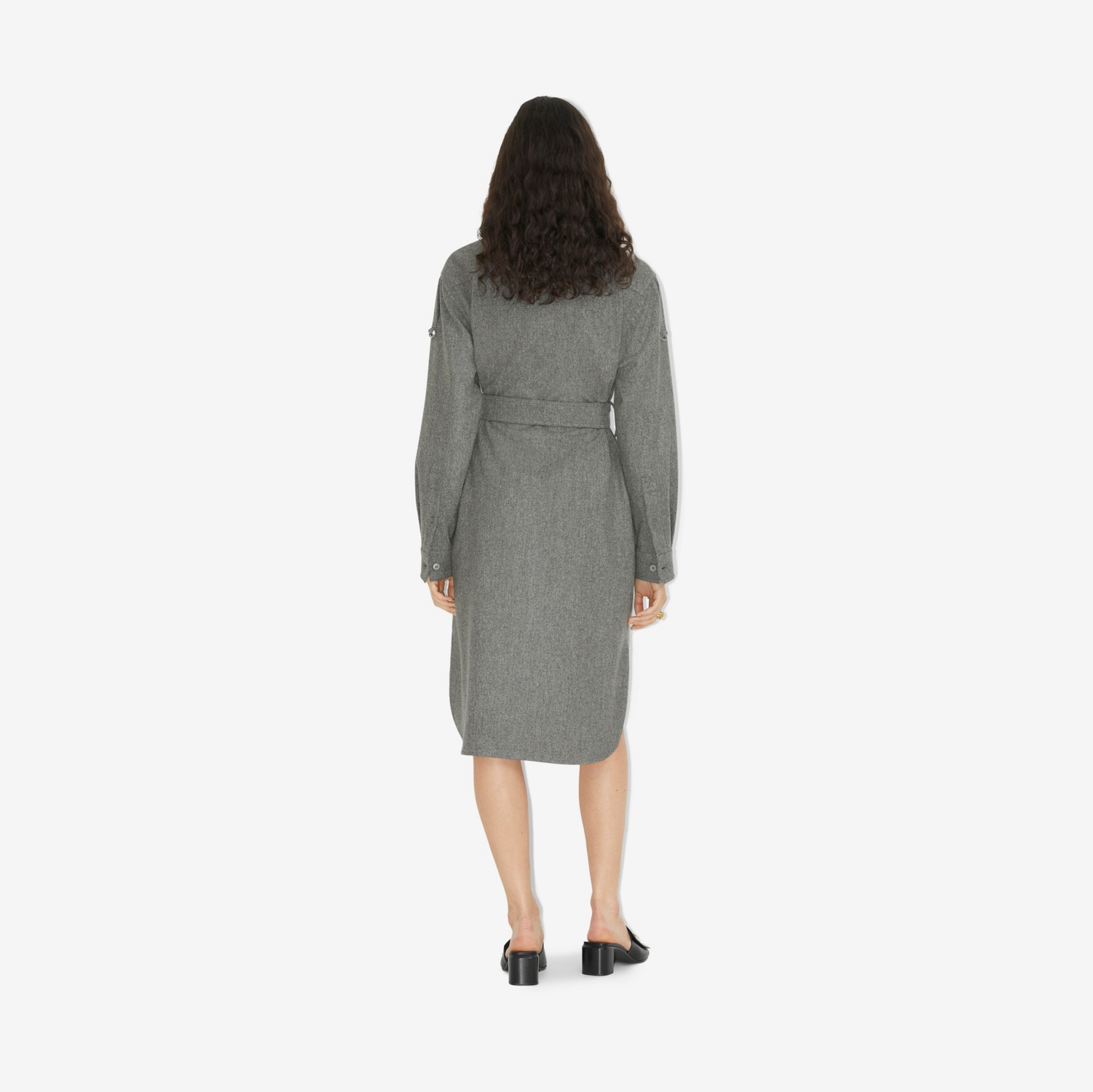 Letter Graphic Shirt Dress in Light Grey Melange - Women | Burberry® Official