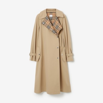 Drawcord Detail Cotton Gabardine Car Coat in Honey - Women