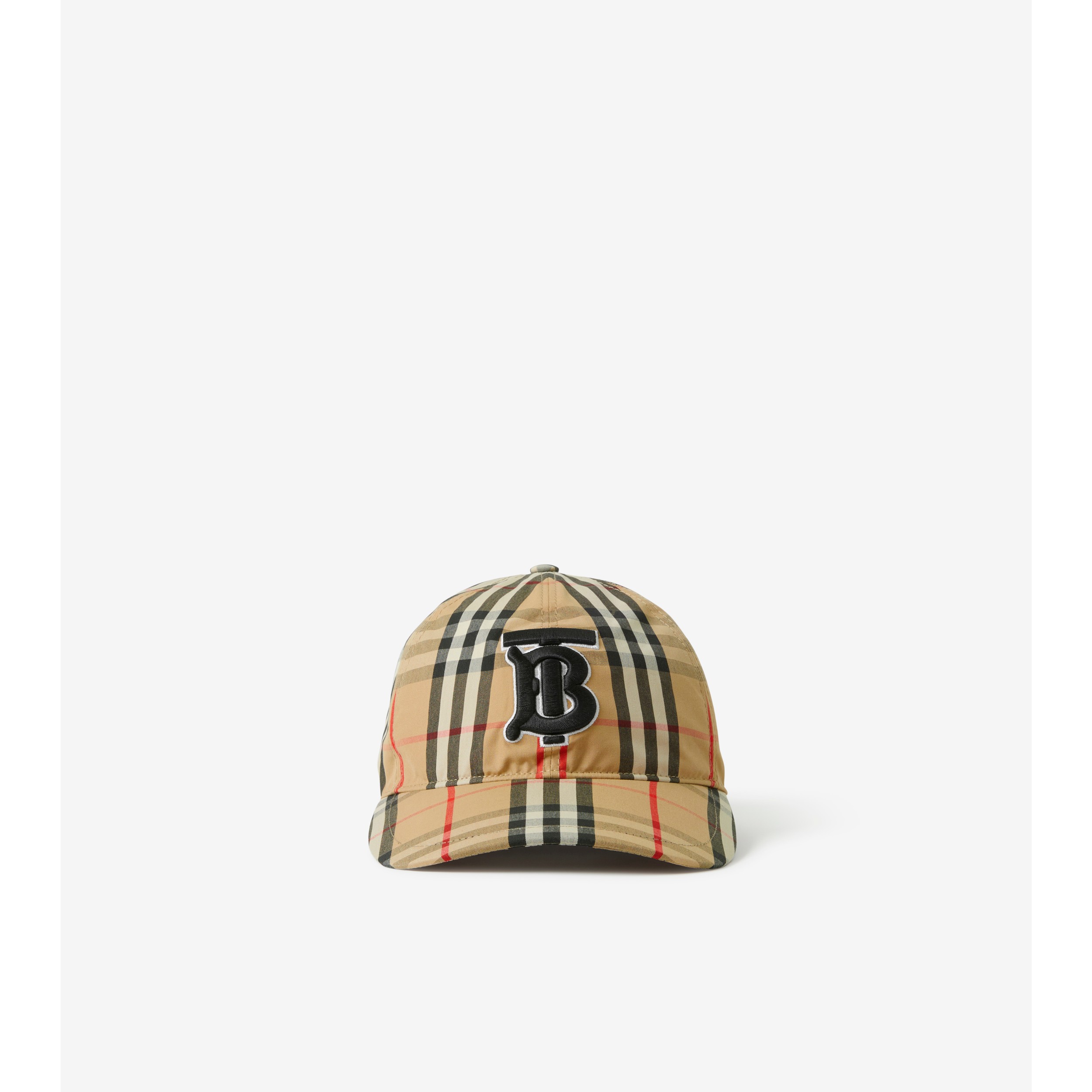 Monogram Motif Vintage Check Cotton Baseball Cap in Archive Beige