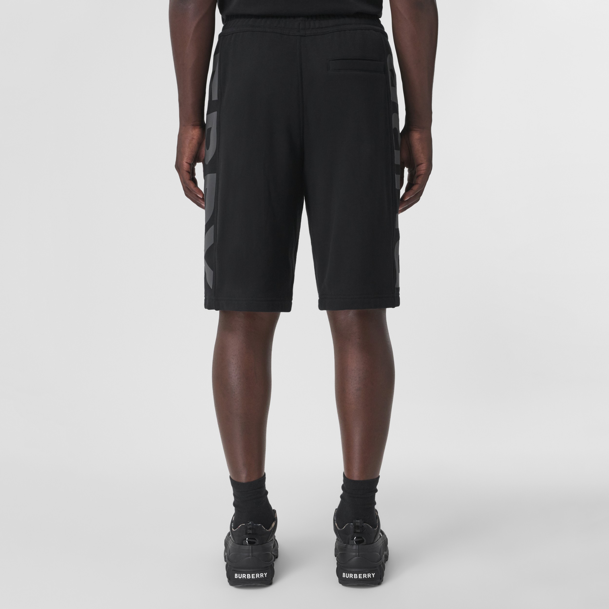 Logo Print Cotton Shorts in Black - Men | Burberry United States
