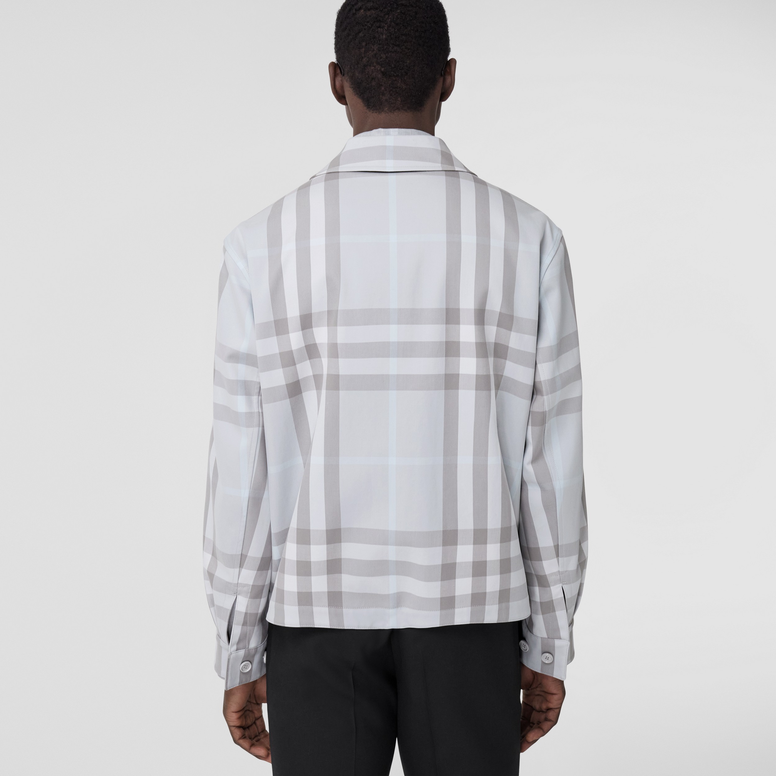 Reversible Check Cotton Harrington Jacket in Grey Taupe - Men | Burberry® Official - 3