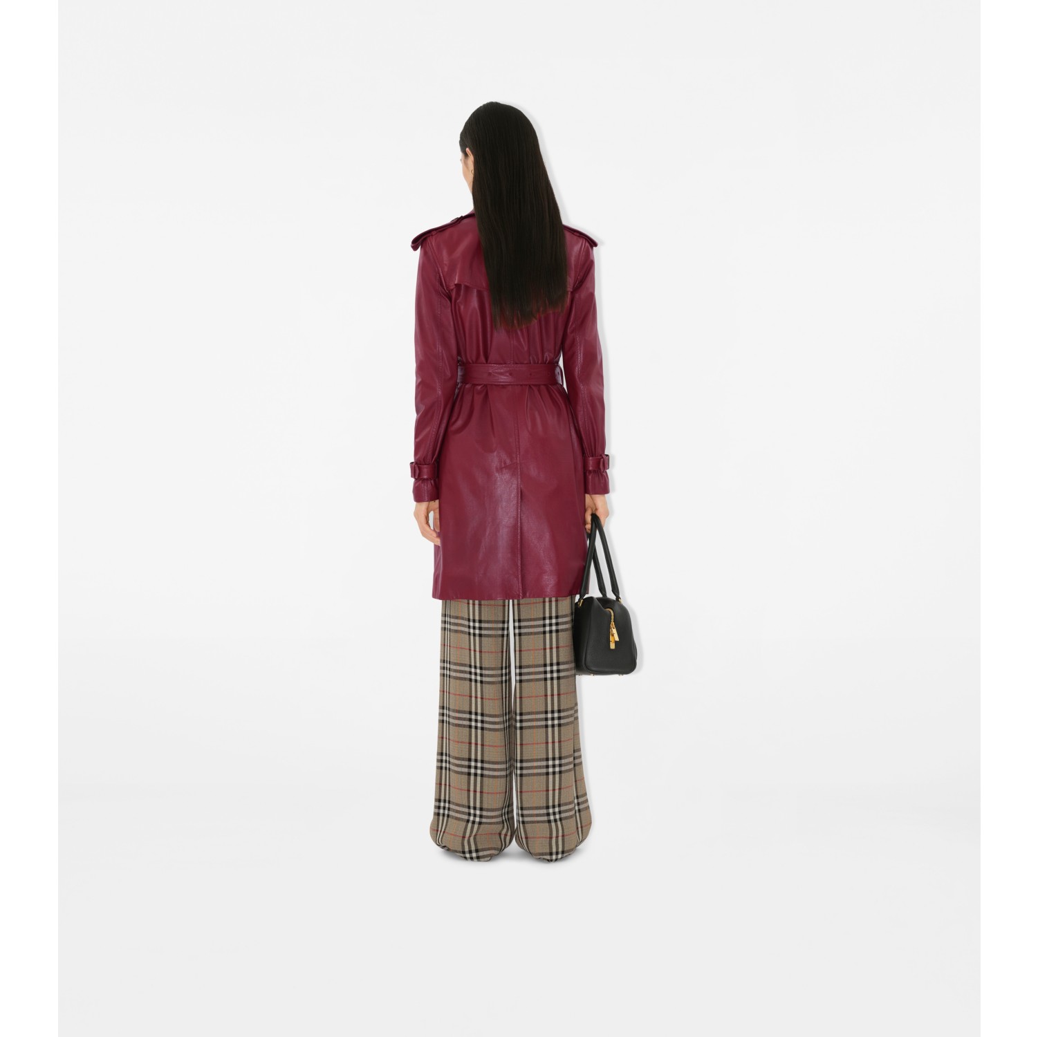 Mid-length Leather Kensington Trench Coat