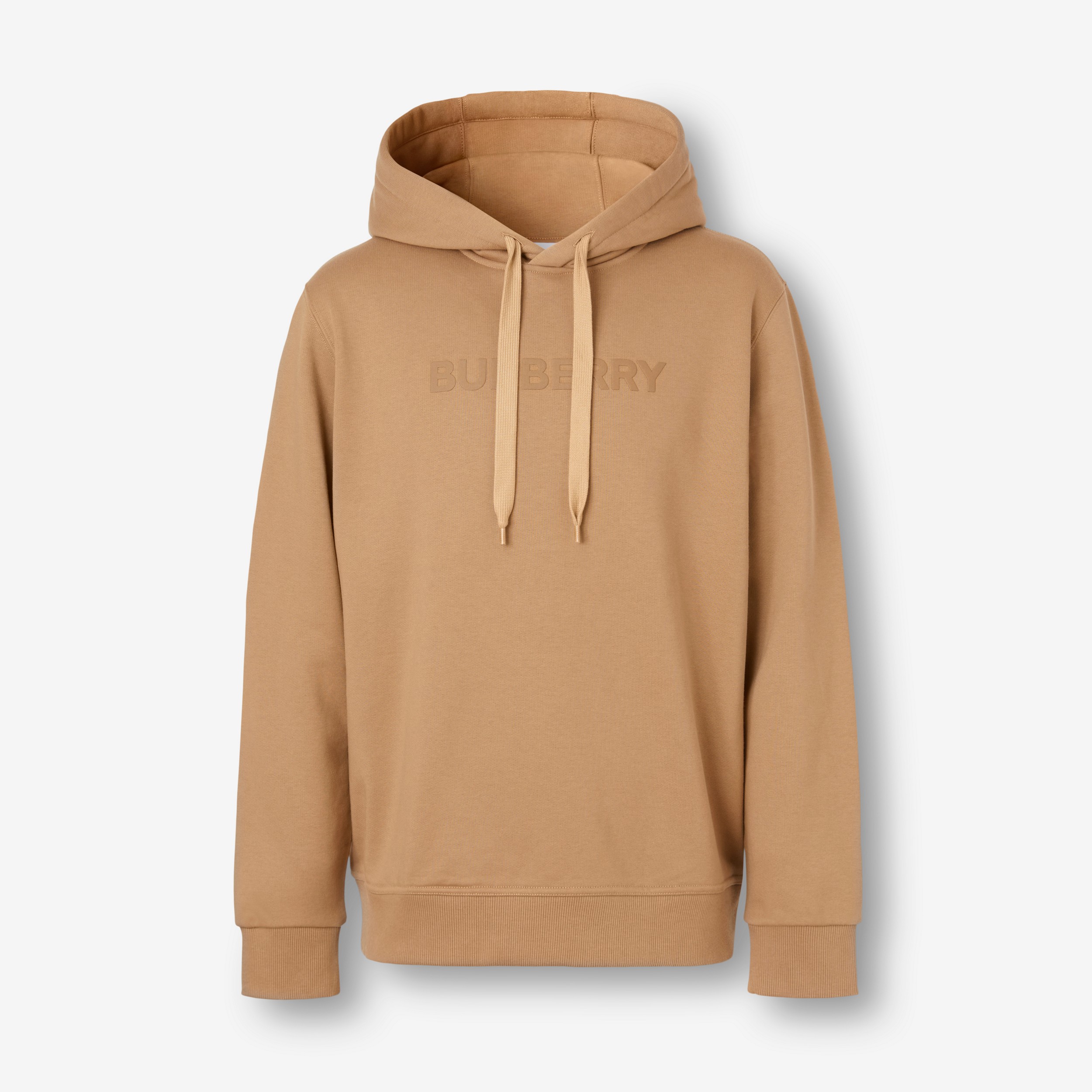 Logo Print Cotton Hoodie in Camel - Men | Burberry® Official - 1