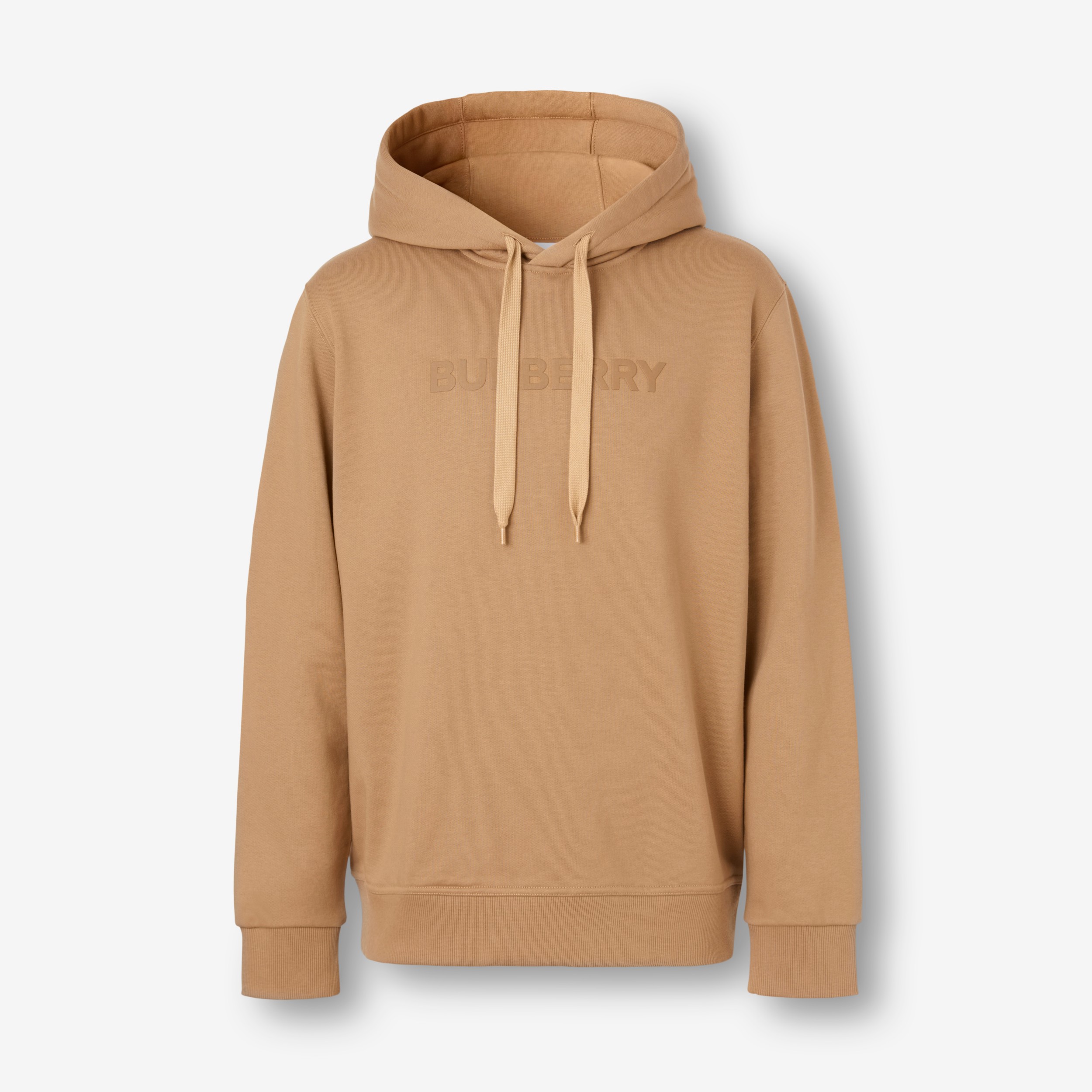 Logo Print Cotton Hoodie in Camel - Men | Burberry® Official