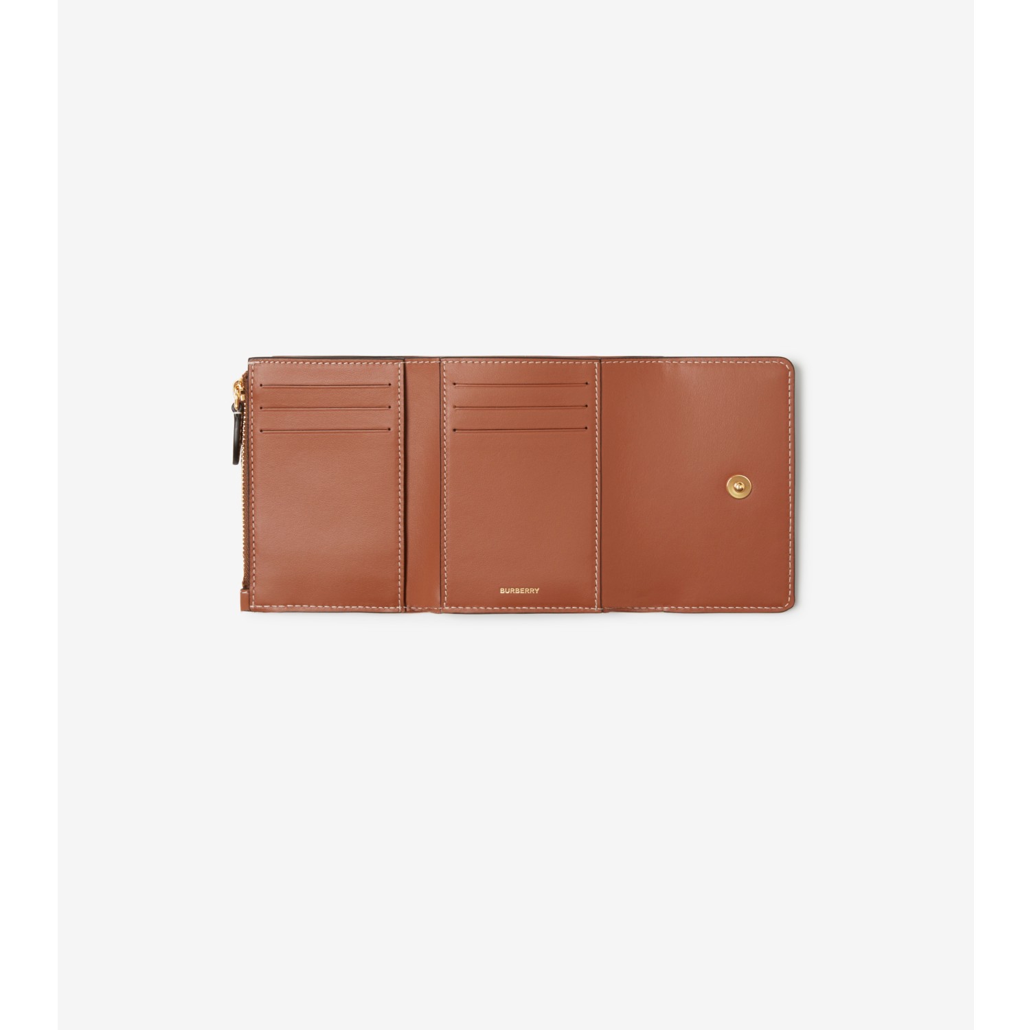 Check and Leather Small Folding Wallet