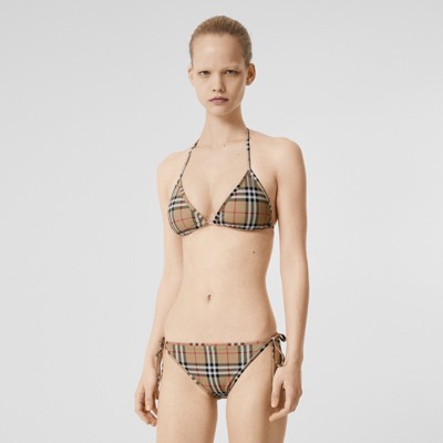 burberry check trim triangle bikini