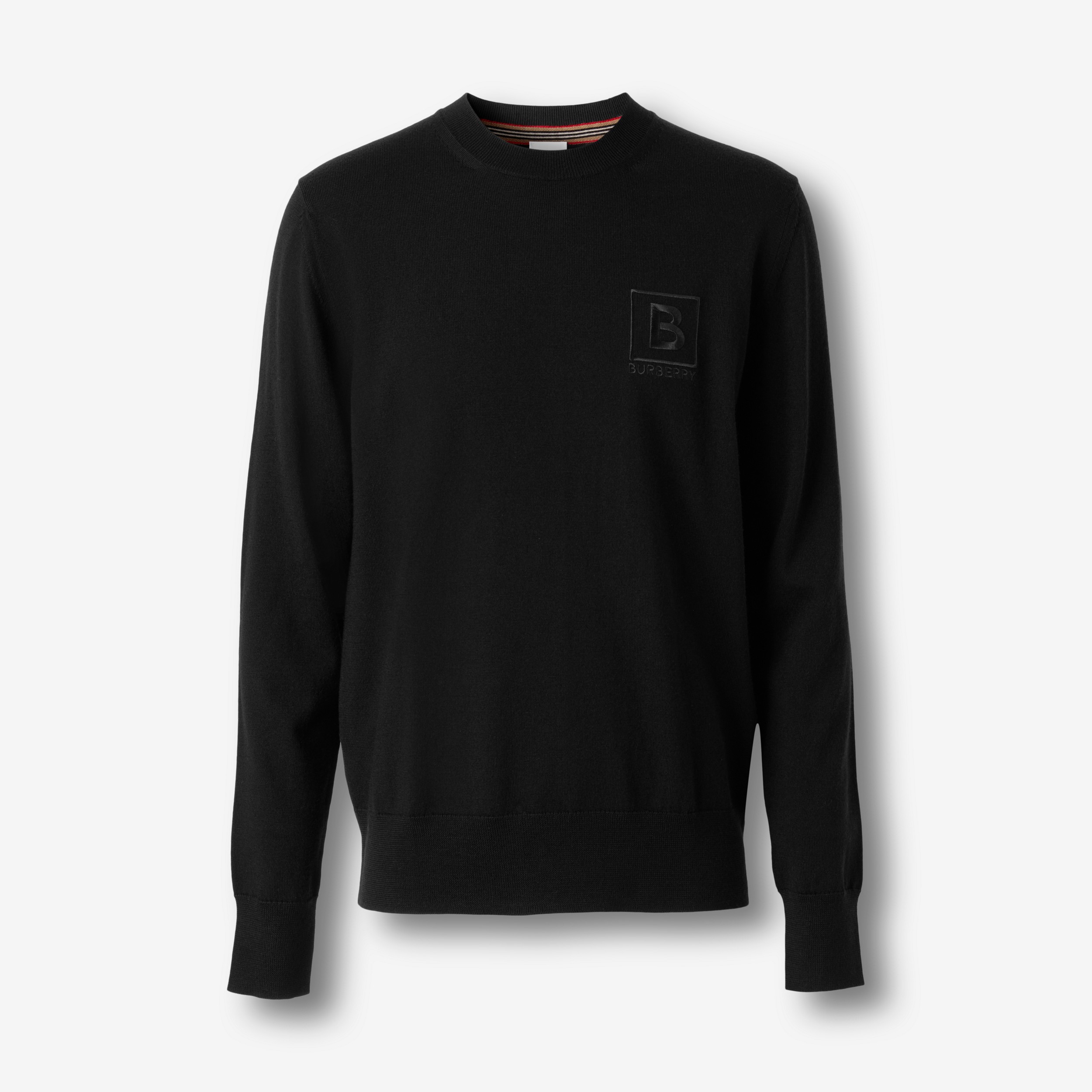 Suéter de lã com estampa gráfica de letra (Preto) - Homens | Burberry® oficial - 1