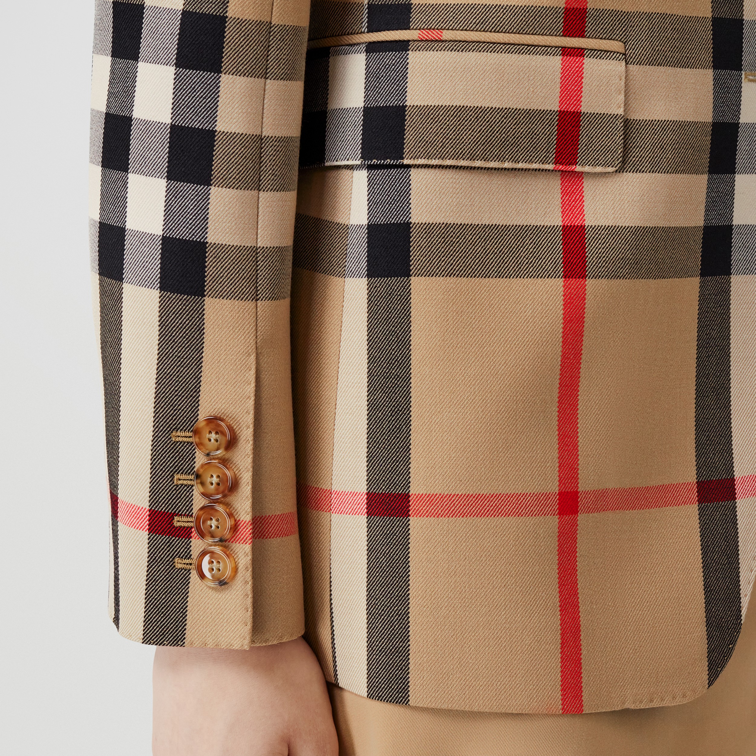 Check Wool Cotton Jacquard Tailored Jacket in Archive Beige - Women | Burberry® Official - 4