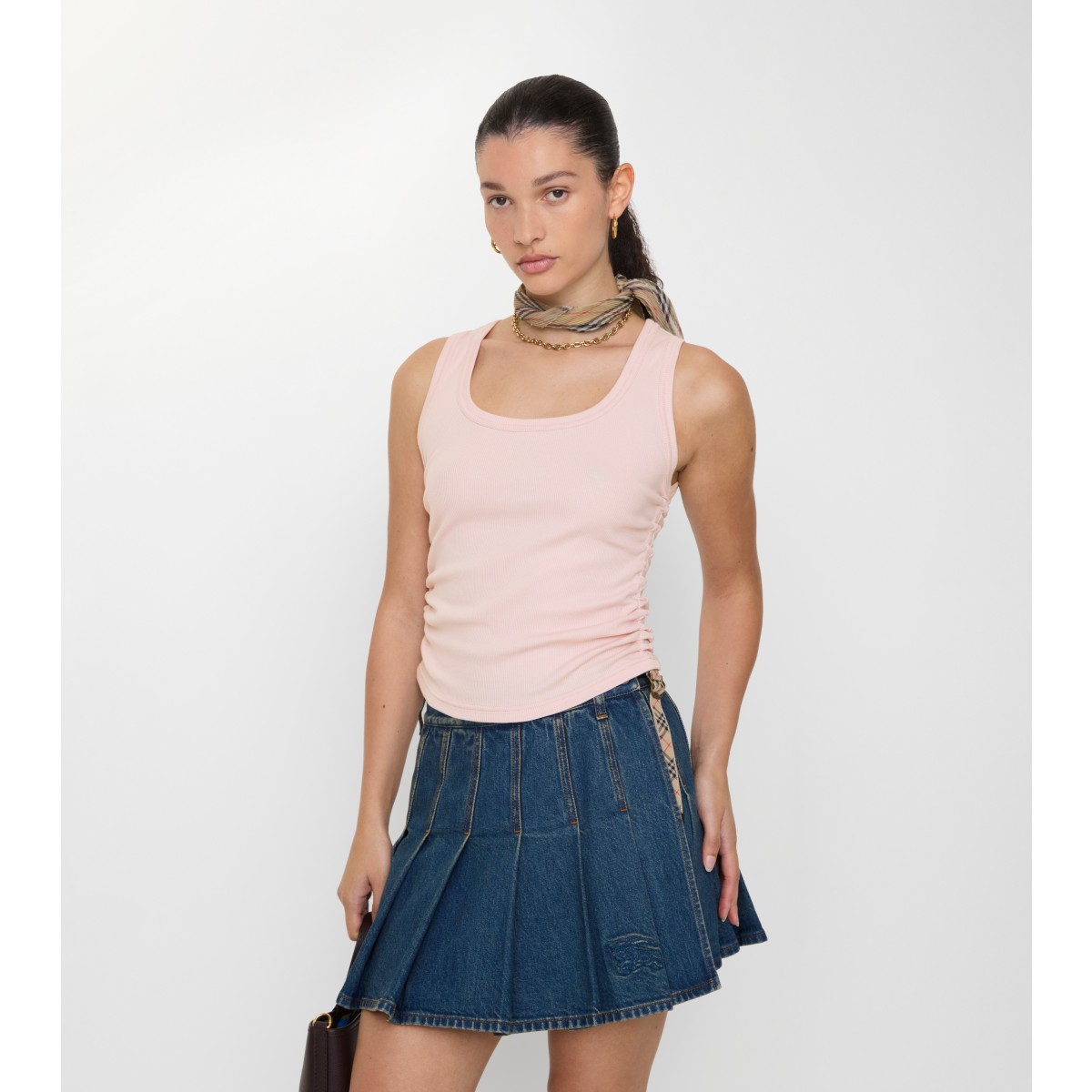  Check Festival Cotton Blend Tank Top