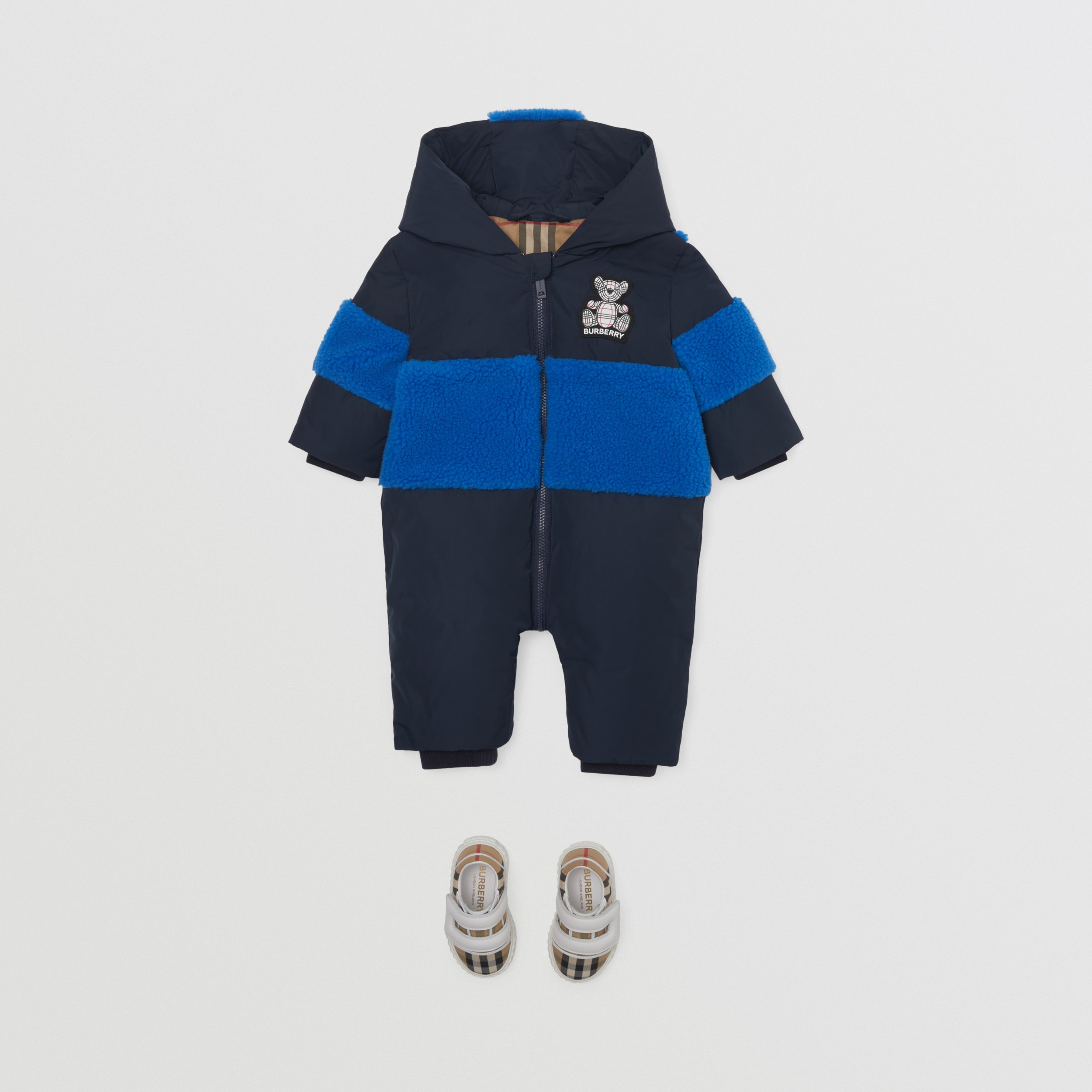 Thomas Bear Appliqué Hooded Puffer Suit in Midnight - Children | Burberry® Official - 3