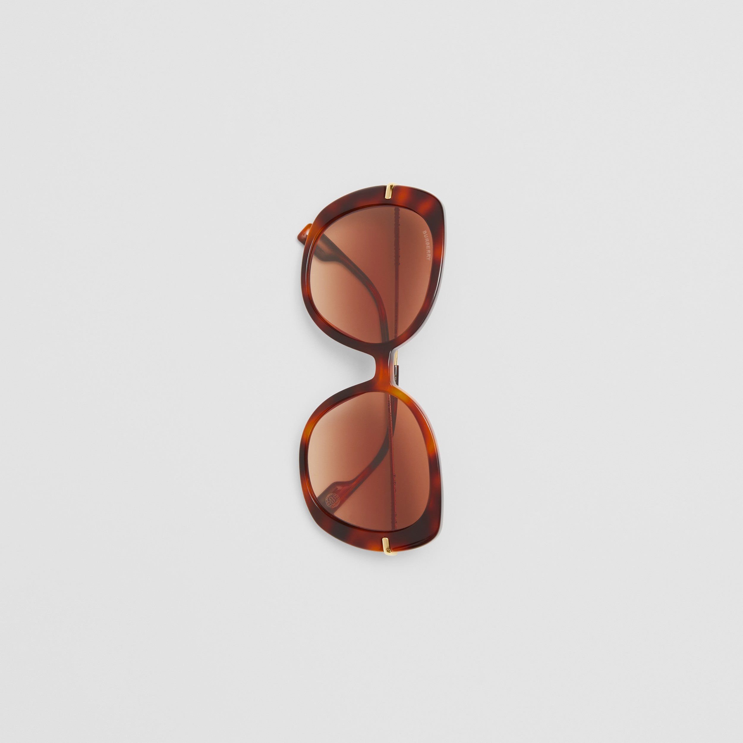 Sonnenbrille mit eckiger Fassung und Streifendetail (Warmes Schildpattfarben) - Damen | Burberry® - 3
