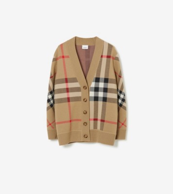 チェック ウールブレンド カーディガン (アーカイブベージュ) - ウィメンズ, ウール | Burberry®公式サイト