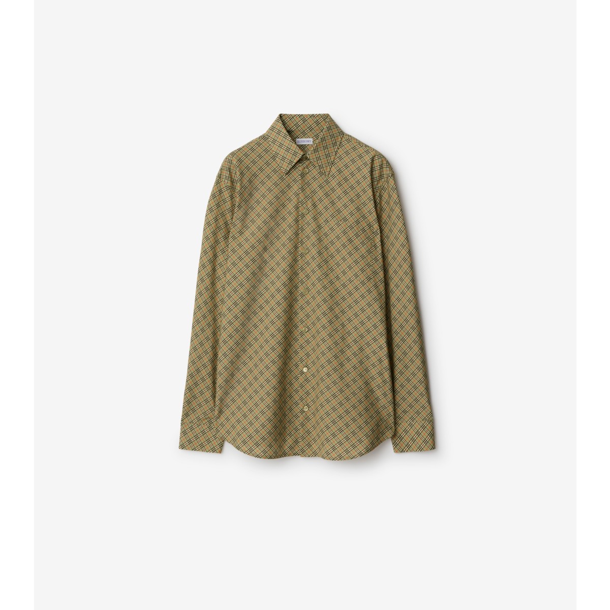 Shop Burberry Check Cotton Shirt In Light Sage