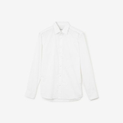 Slim Fit Monogram Motif Cotton Poplin Shirt in White - Men | Burberry®  Official