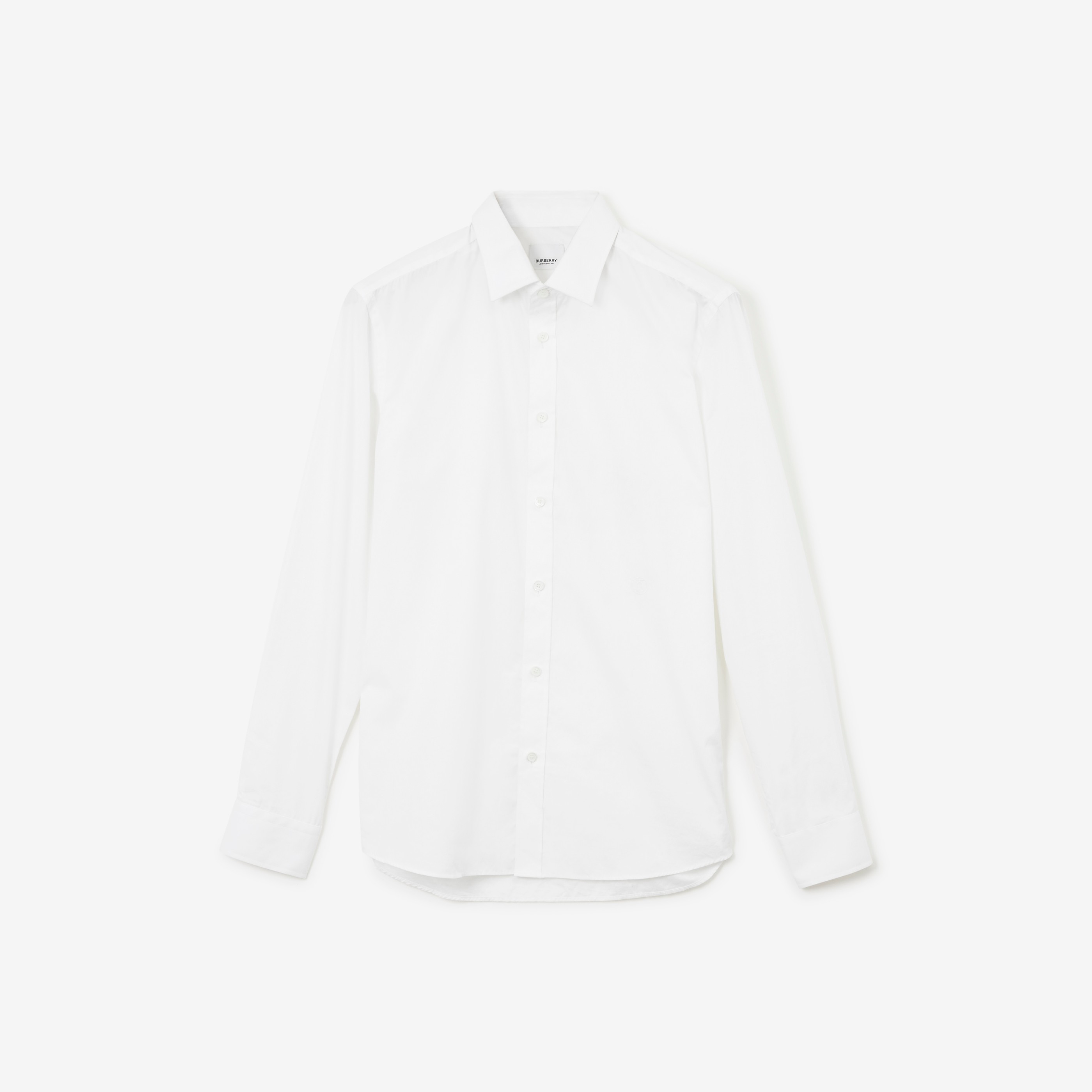 Slim Fit Monogram Motif Cotton Poplin Shirt in White - Men | Burberry®  Official