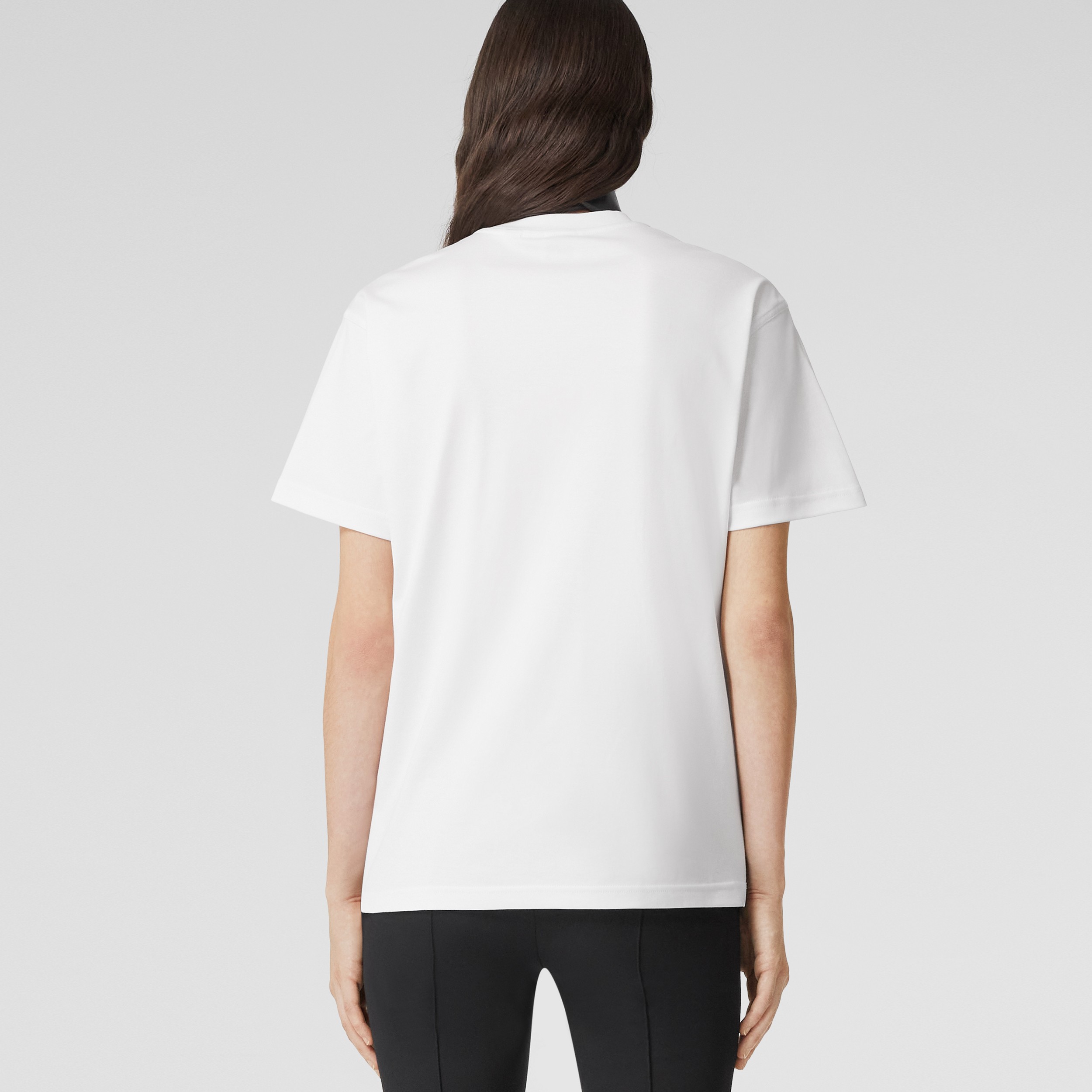 Geometric Panel Cotton Oversized T-shirt in Optic White - Women | Burberry® Official - 3
